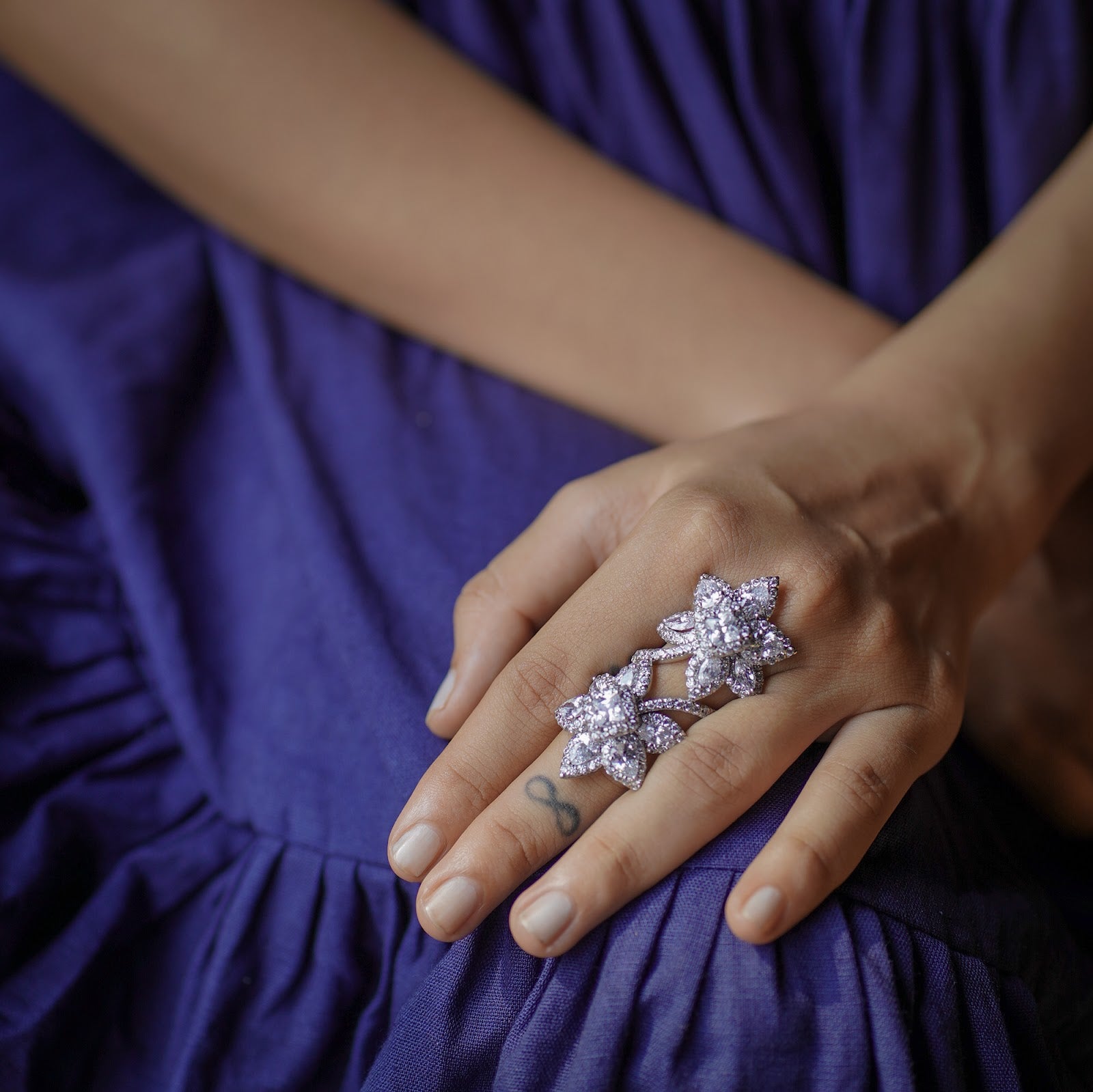 Two Flower Diamond Ring