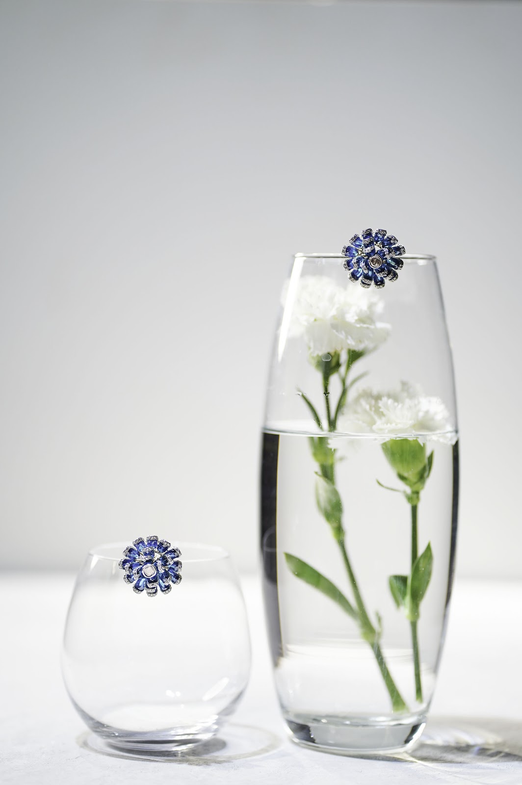 blue sapphire multistone flower earring