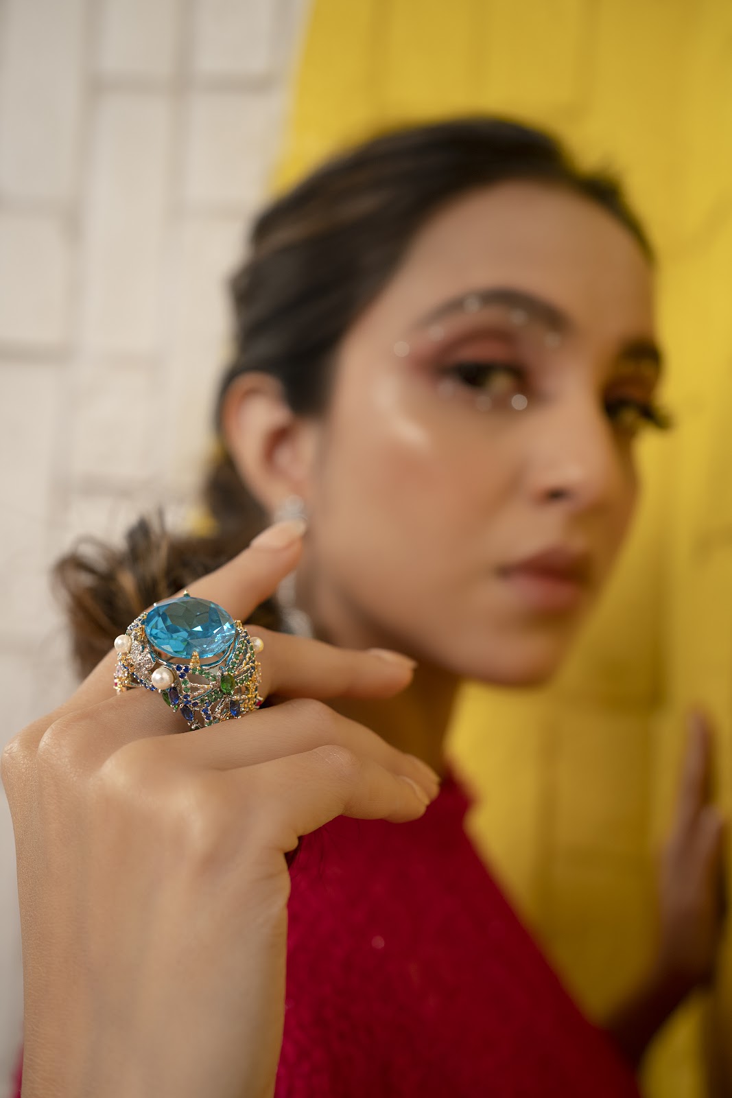 Blue Stone With Different Color Stone Ring