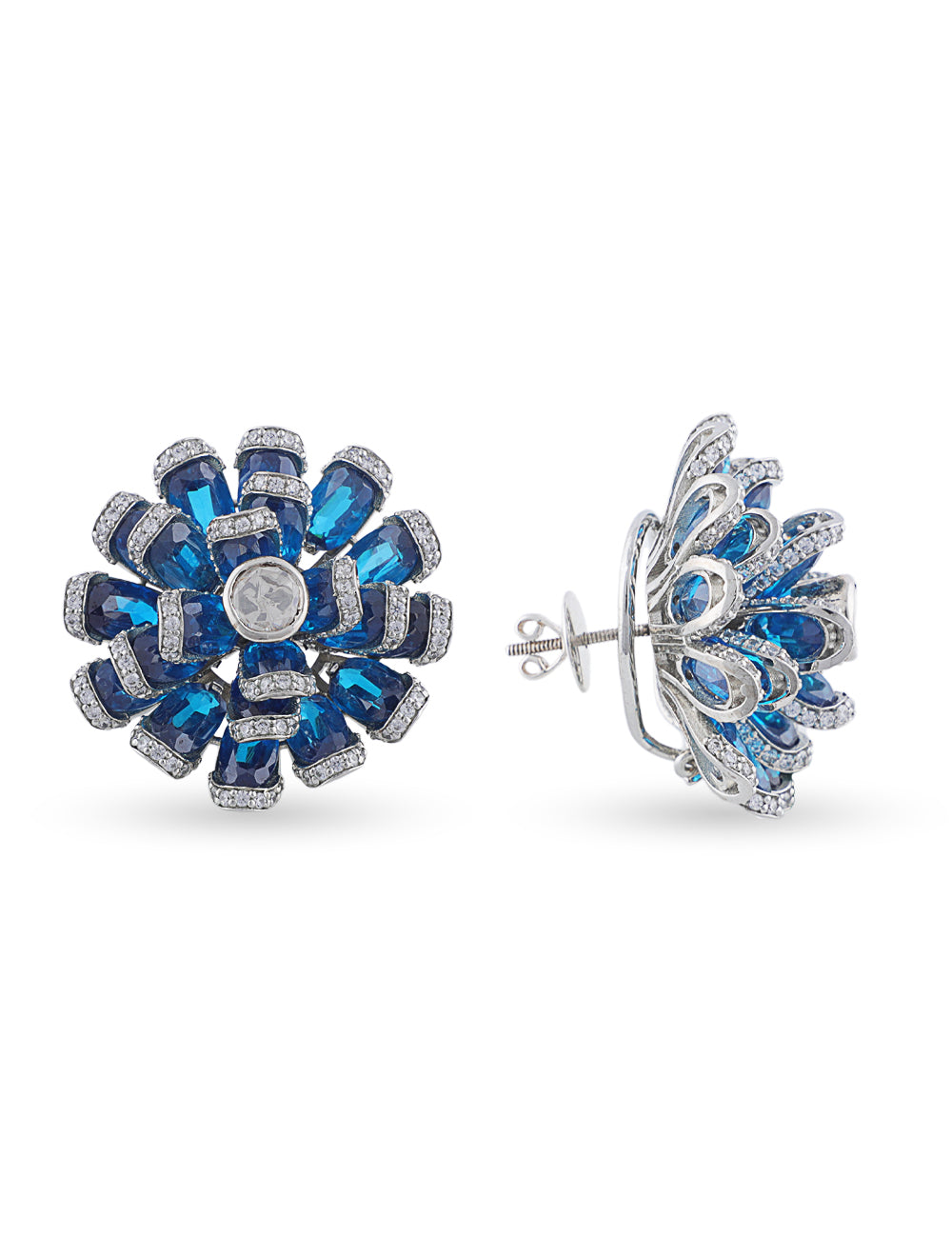blue flower studs