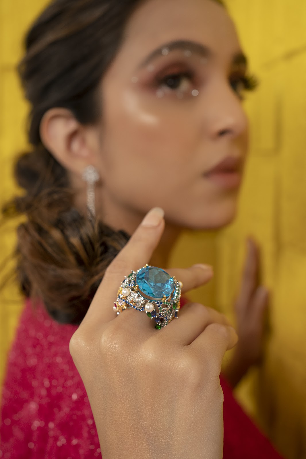 Blue Stone With Different Color Stone Ring