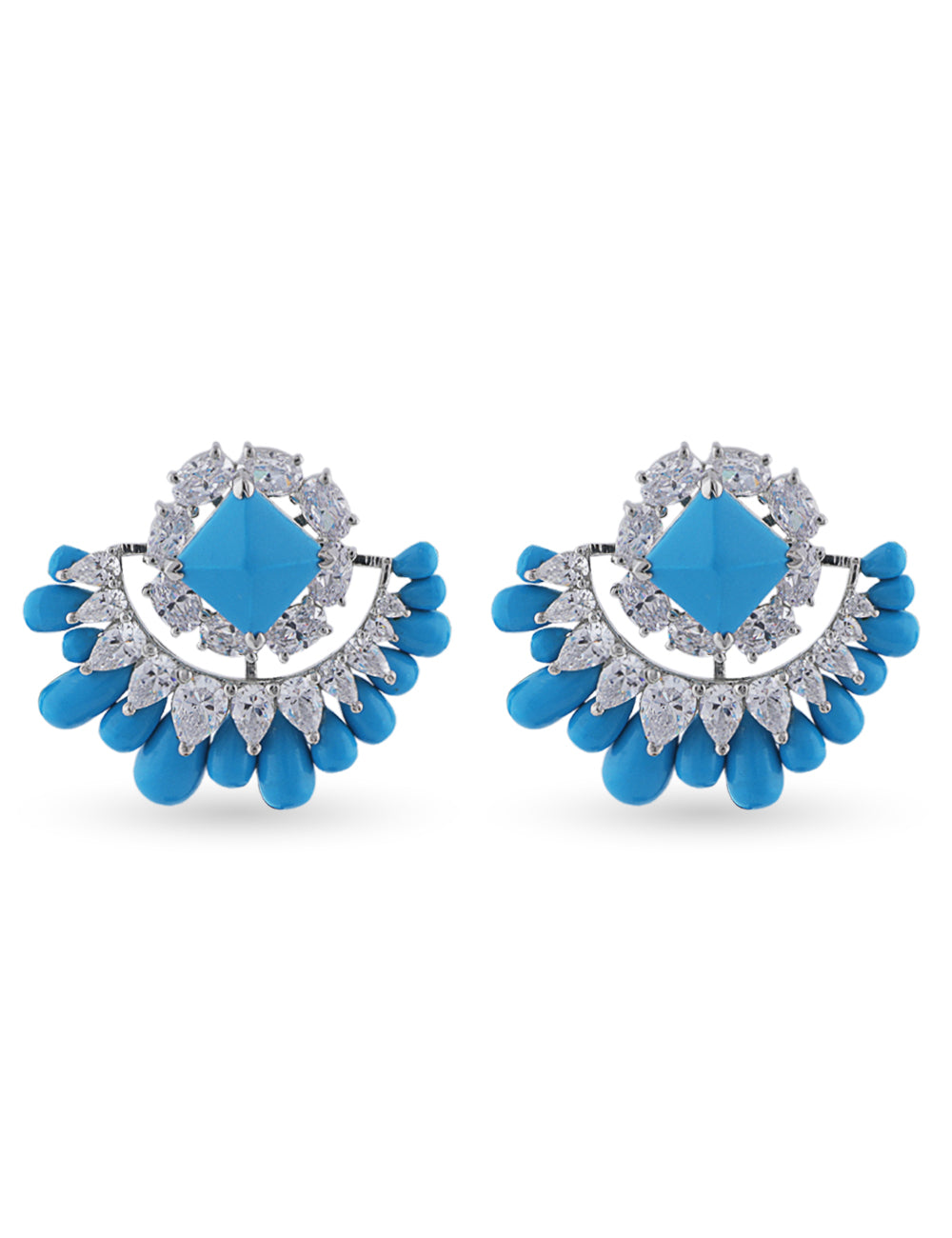 Turquoise With Swarovski Diamond Earring