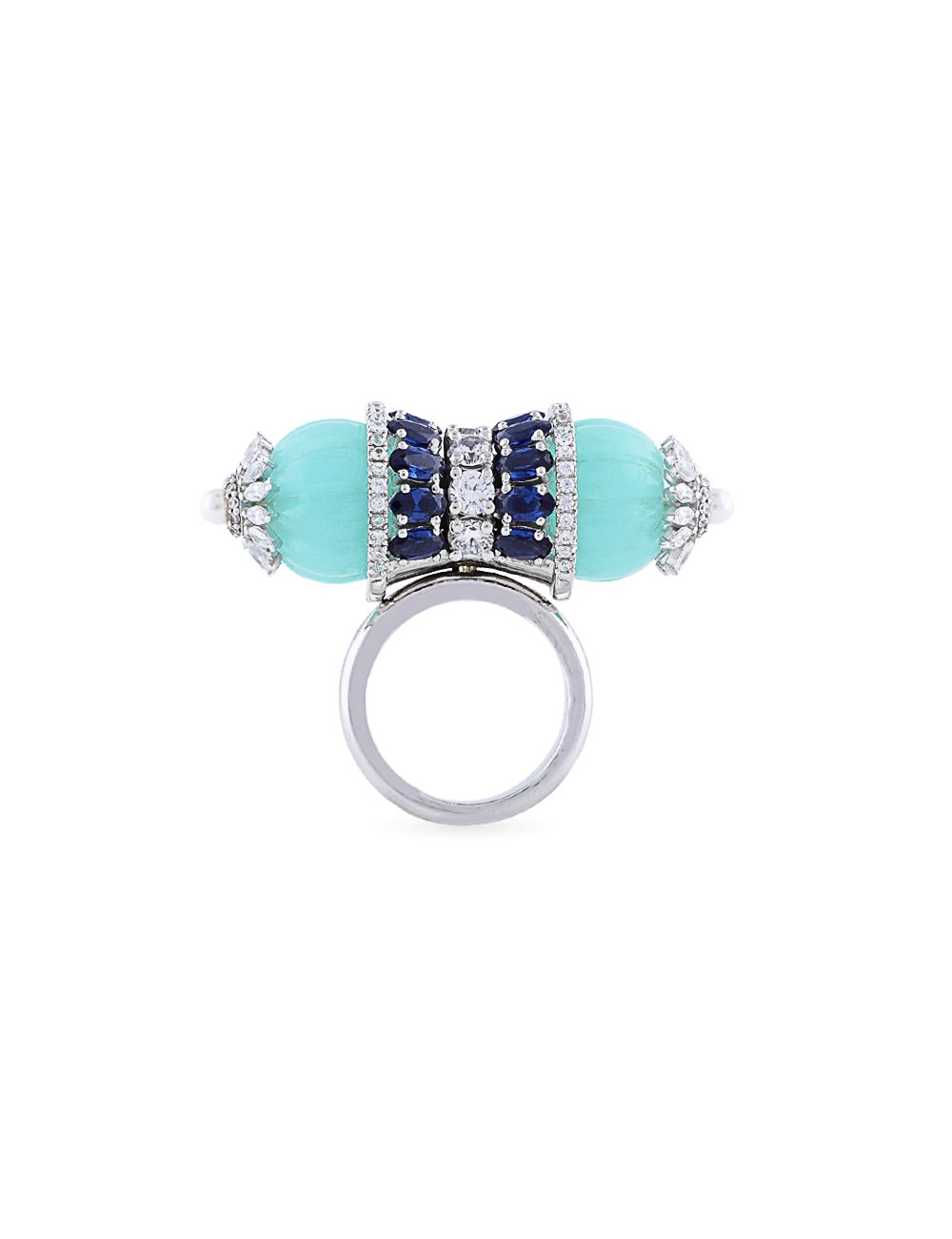 24 ct Gold vermeil with 92.5 Silver light blue stone ring