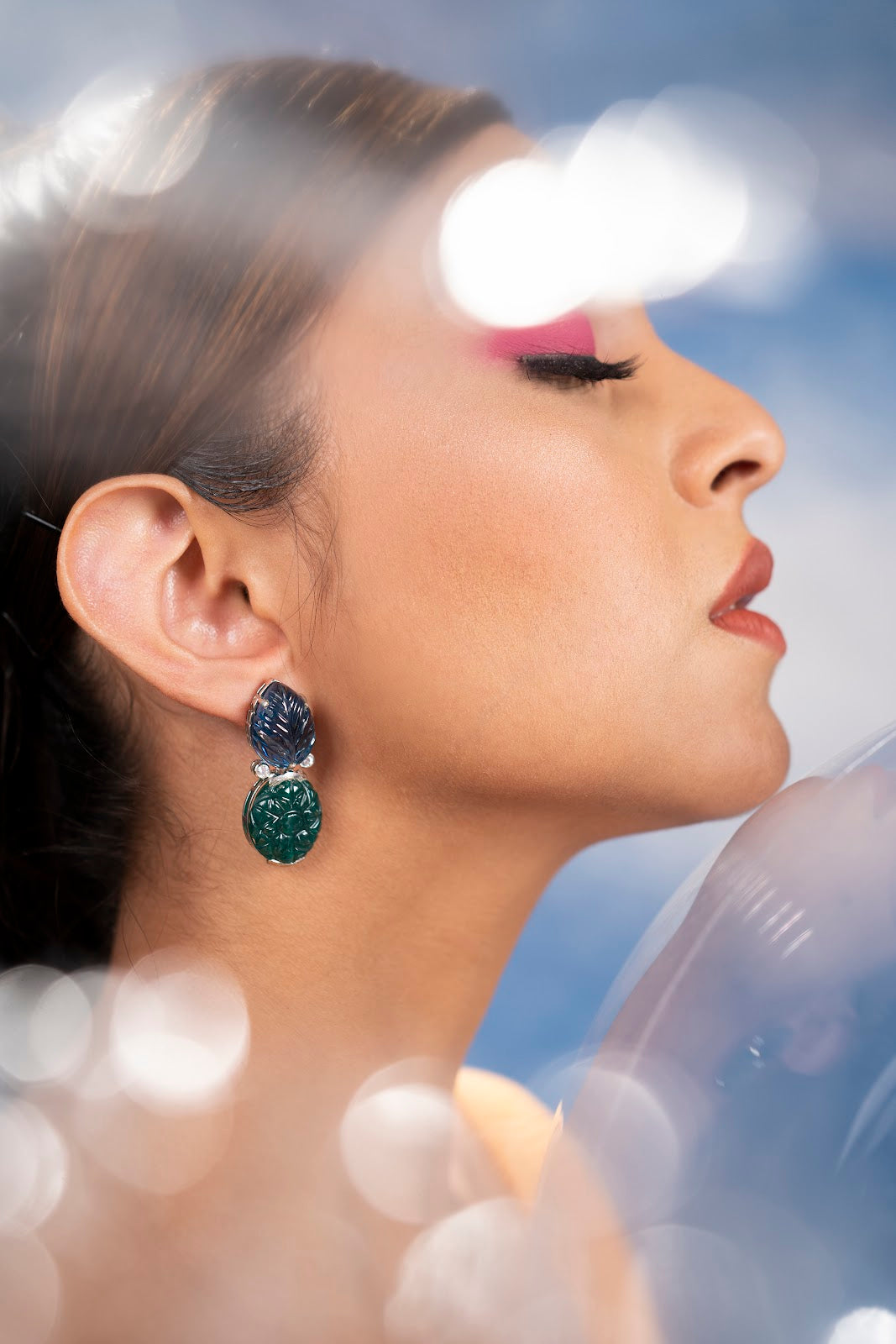 intricate work stones earrings