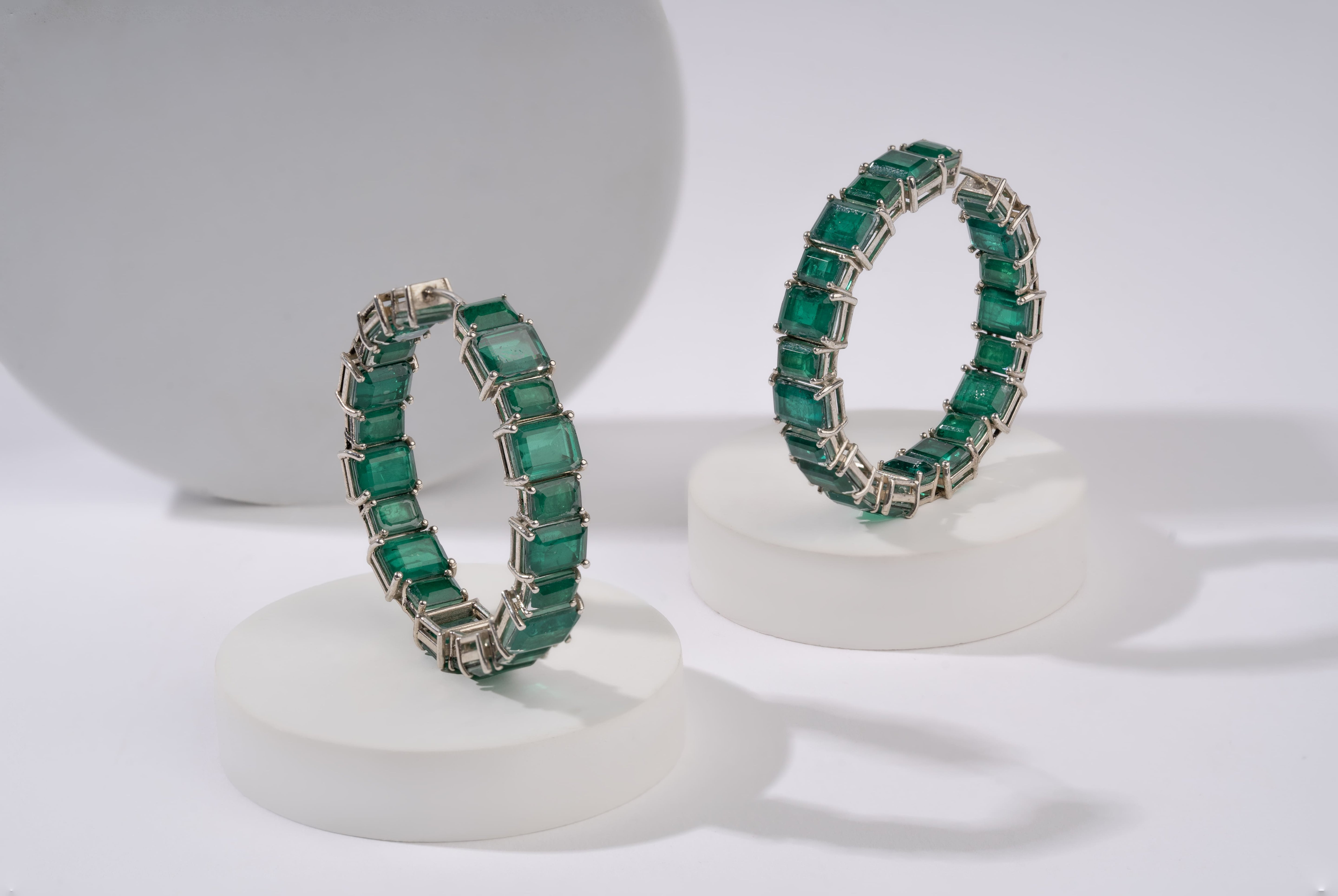 green emerald statement hoop