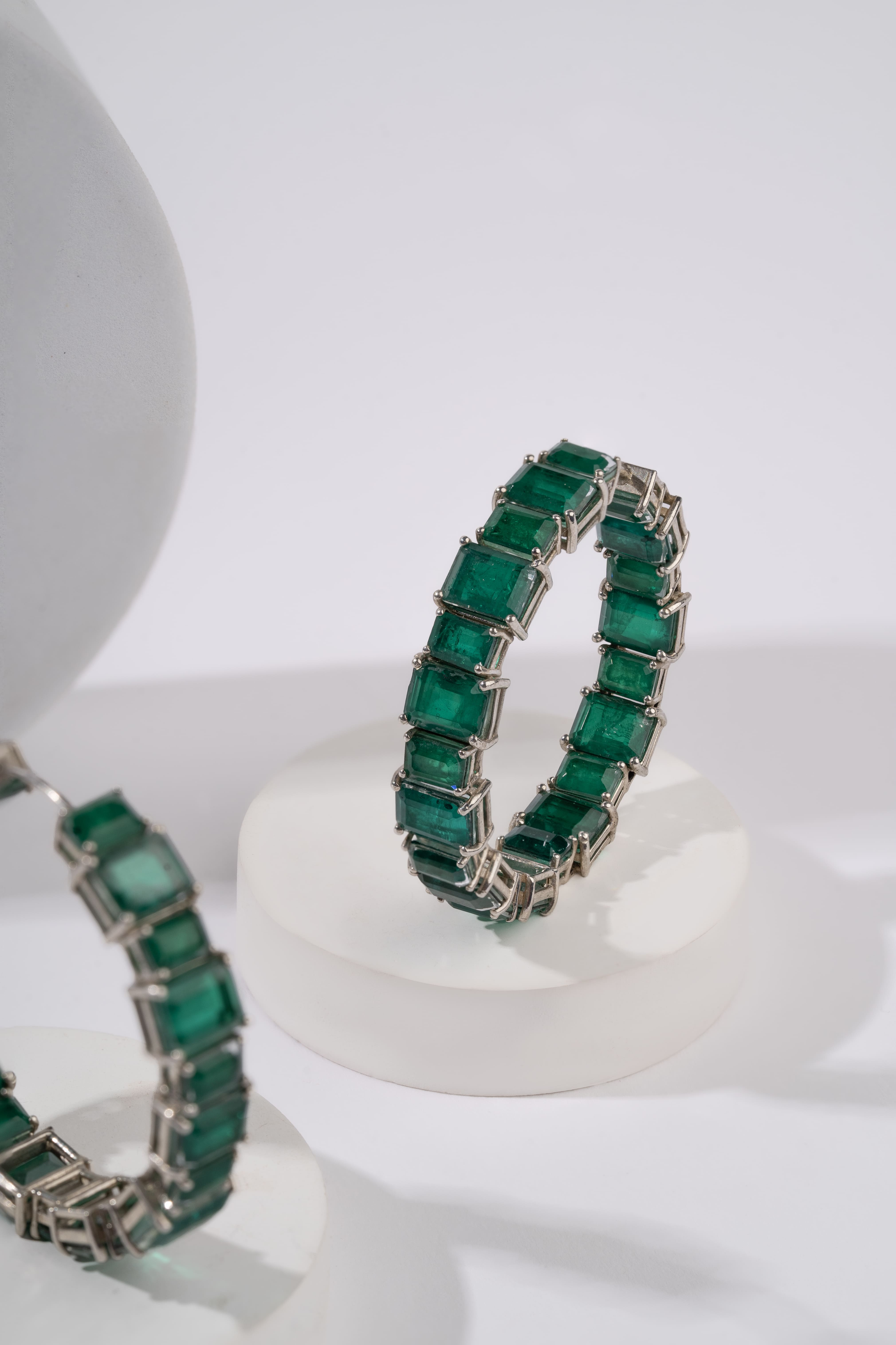 green circle emerald statement hoop