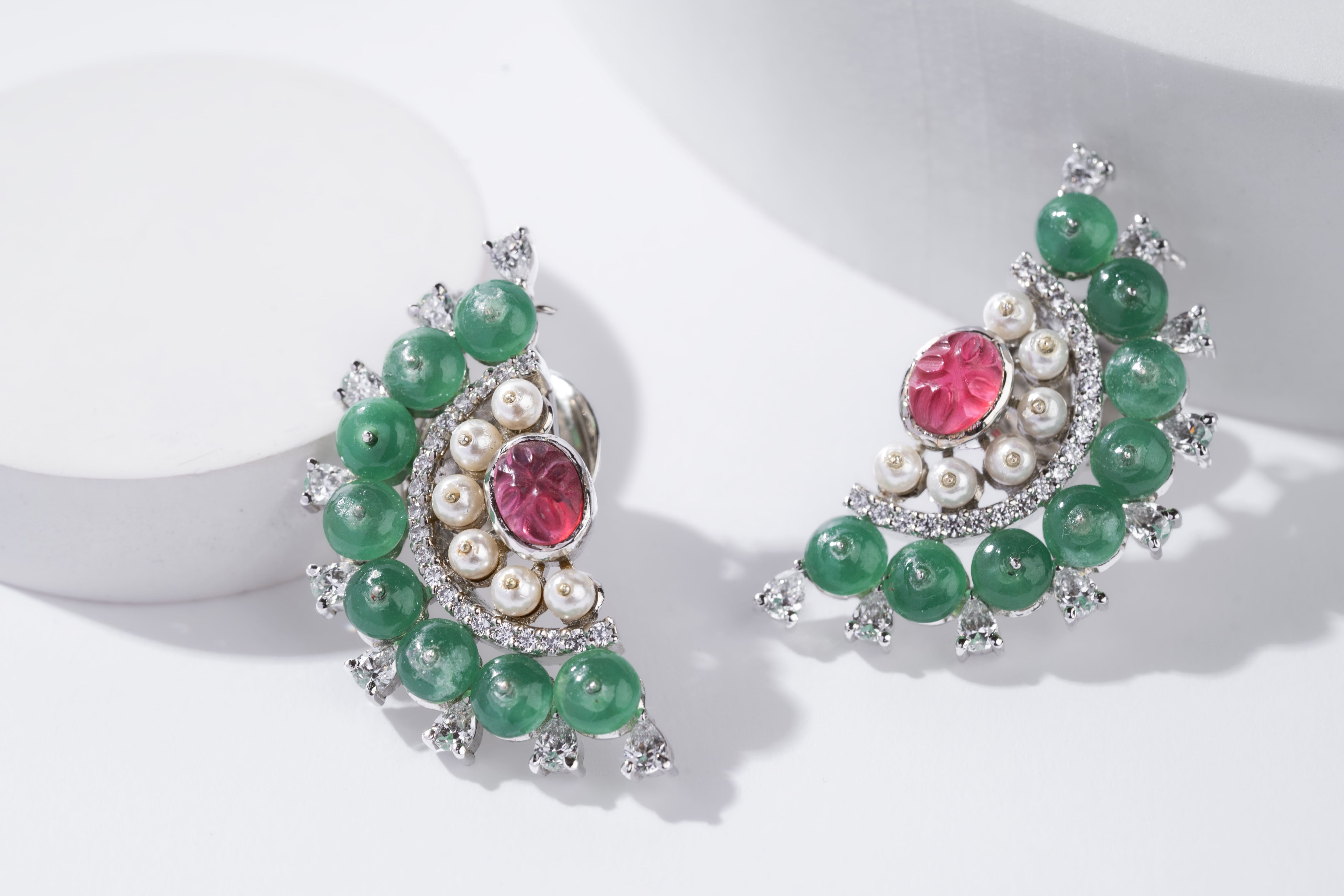 Ruby half Flower studs