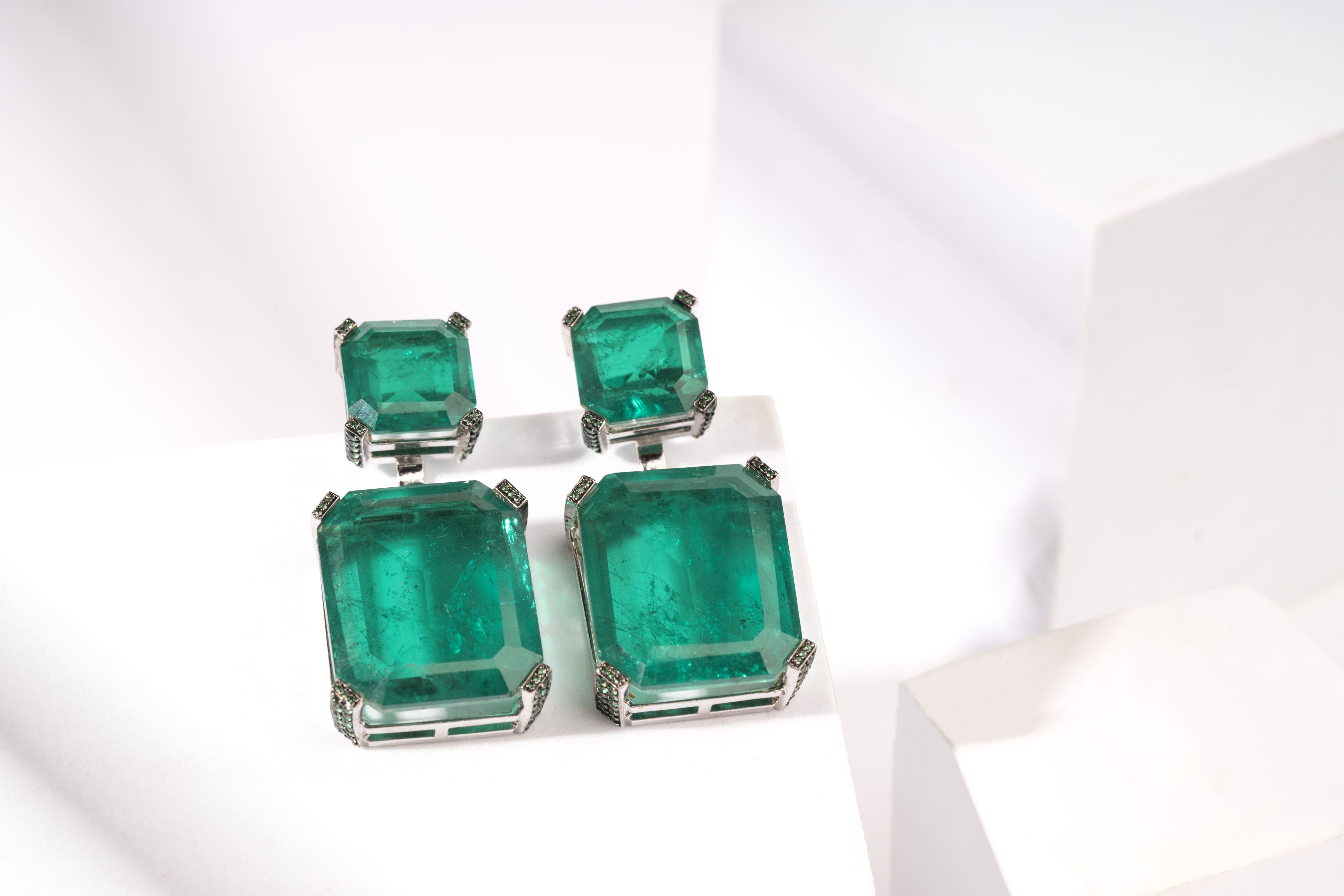 big emerald long earring