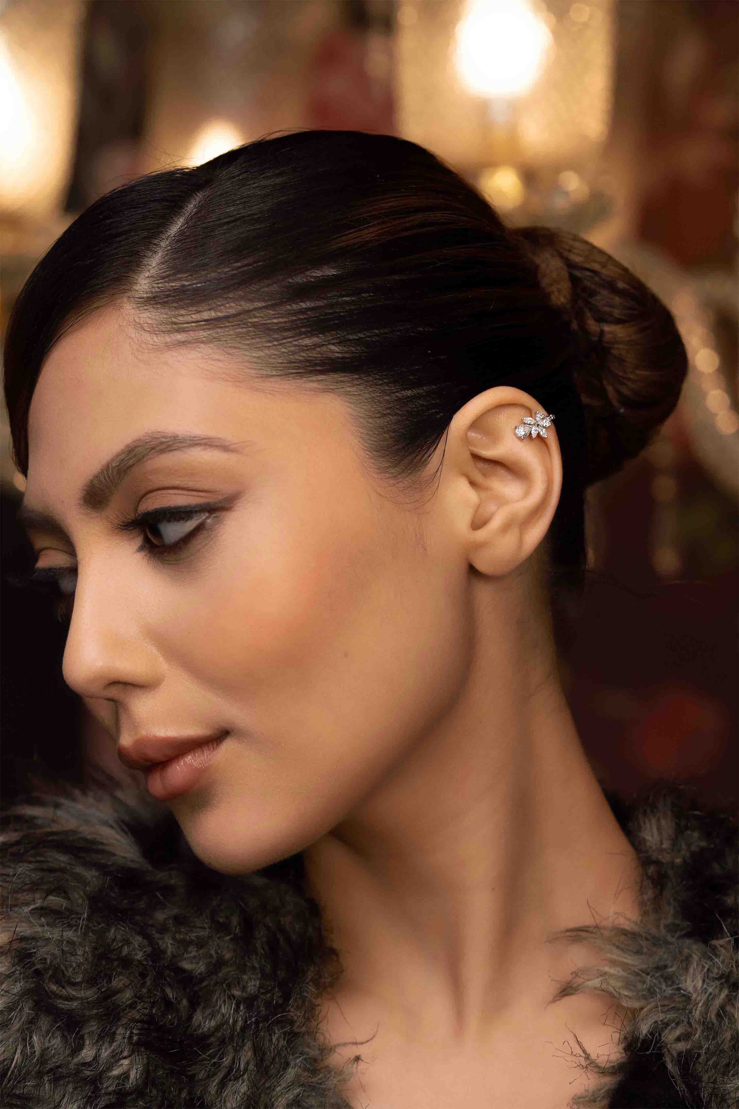 Floral Diamond Ear Cuffs