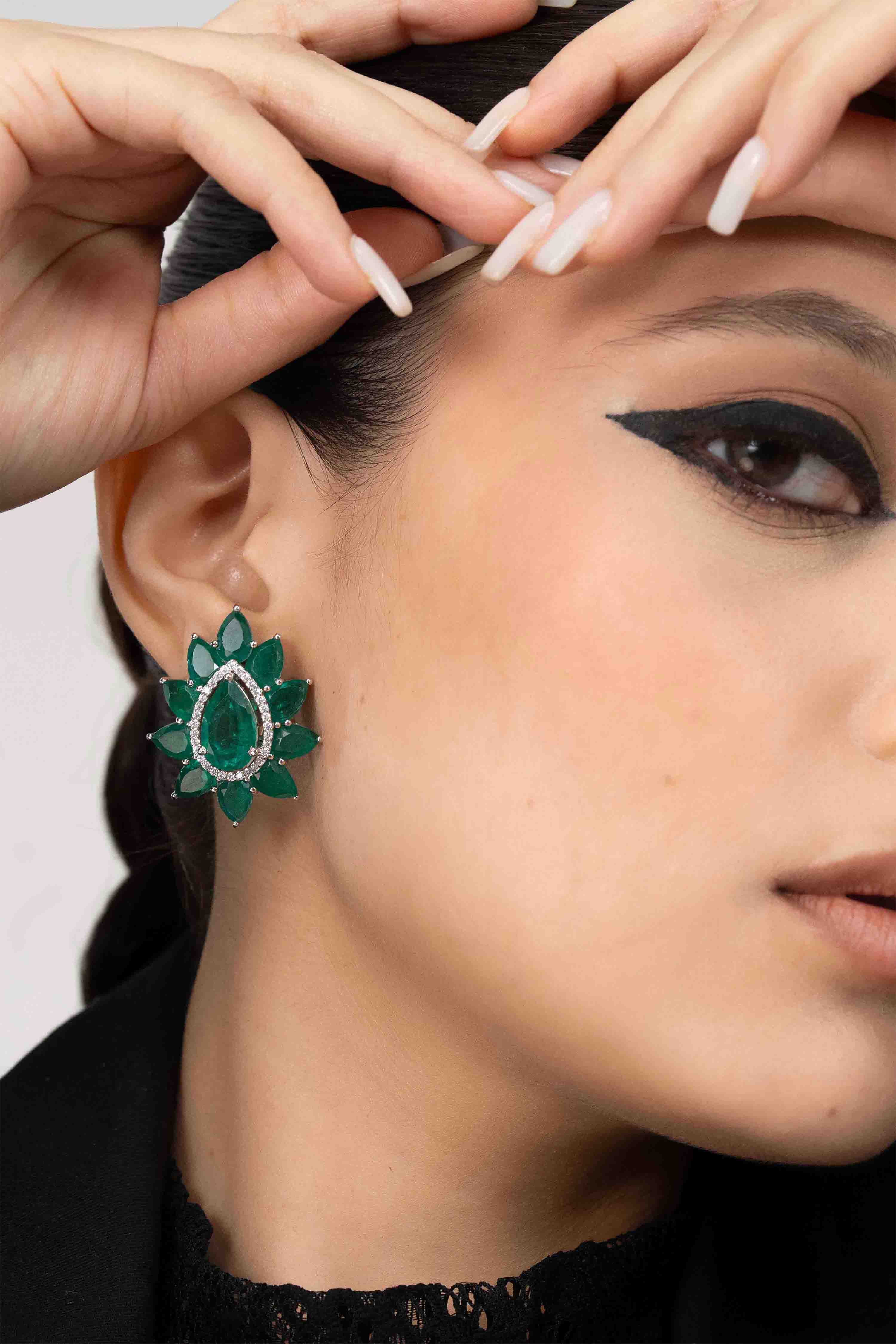 Emerald Sunburst Earrings