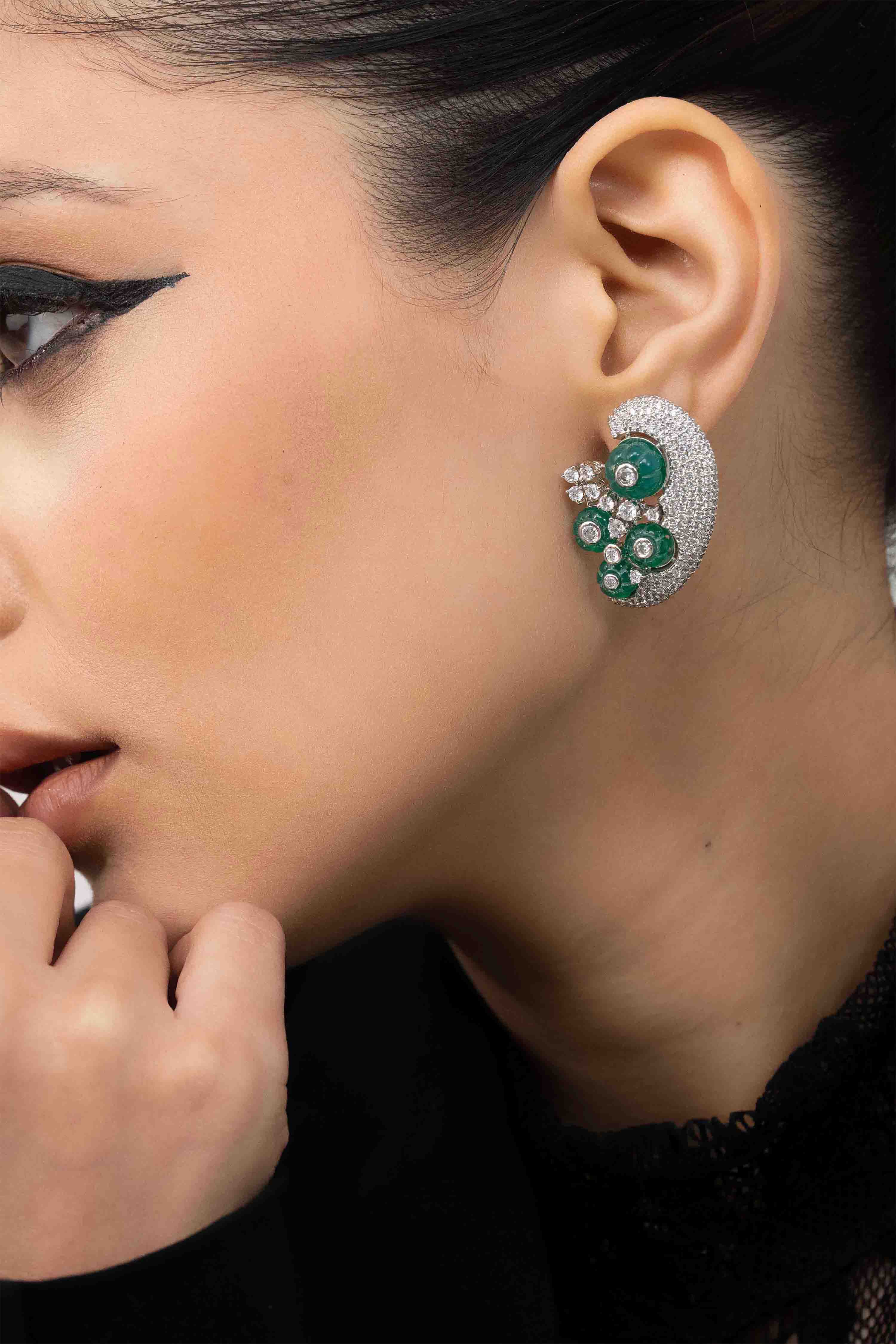 Emerald Halo Bloom Earrings