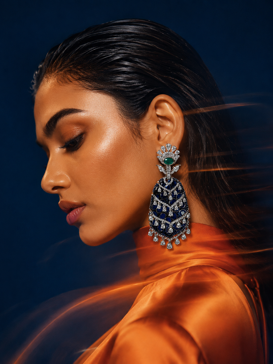 Blue Meenakari Drops LONG Earring