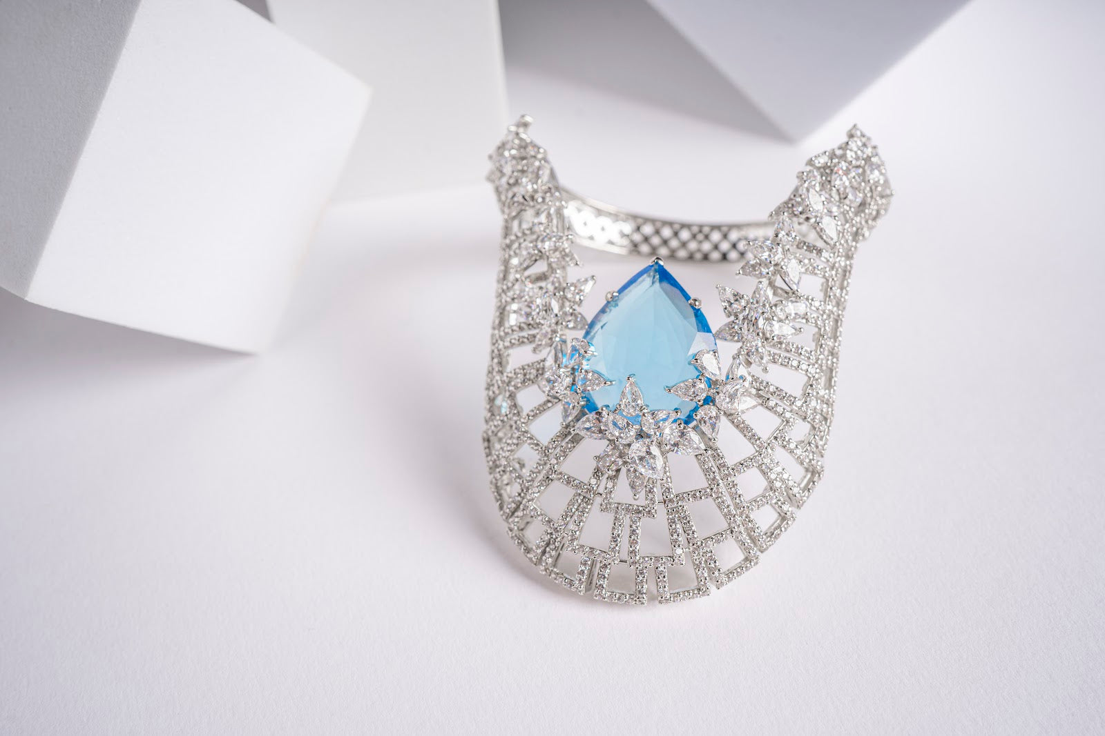 blue and silver hand bracelet