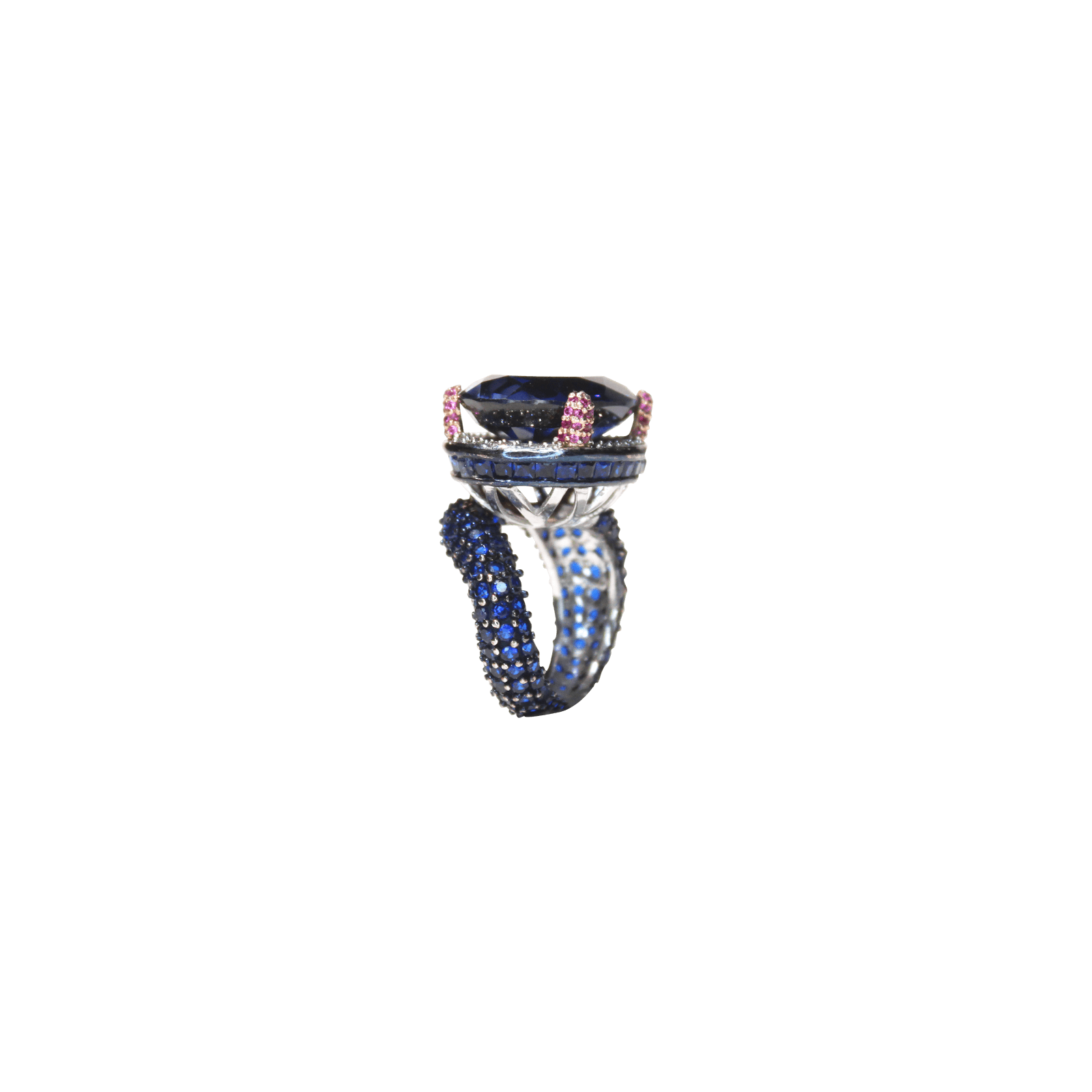 blue big stone snake ring