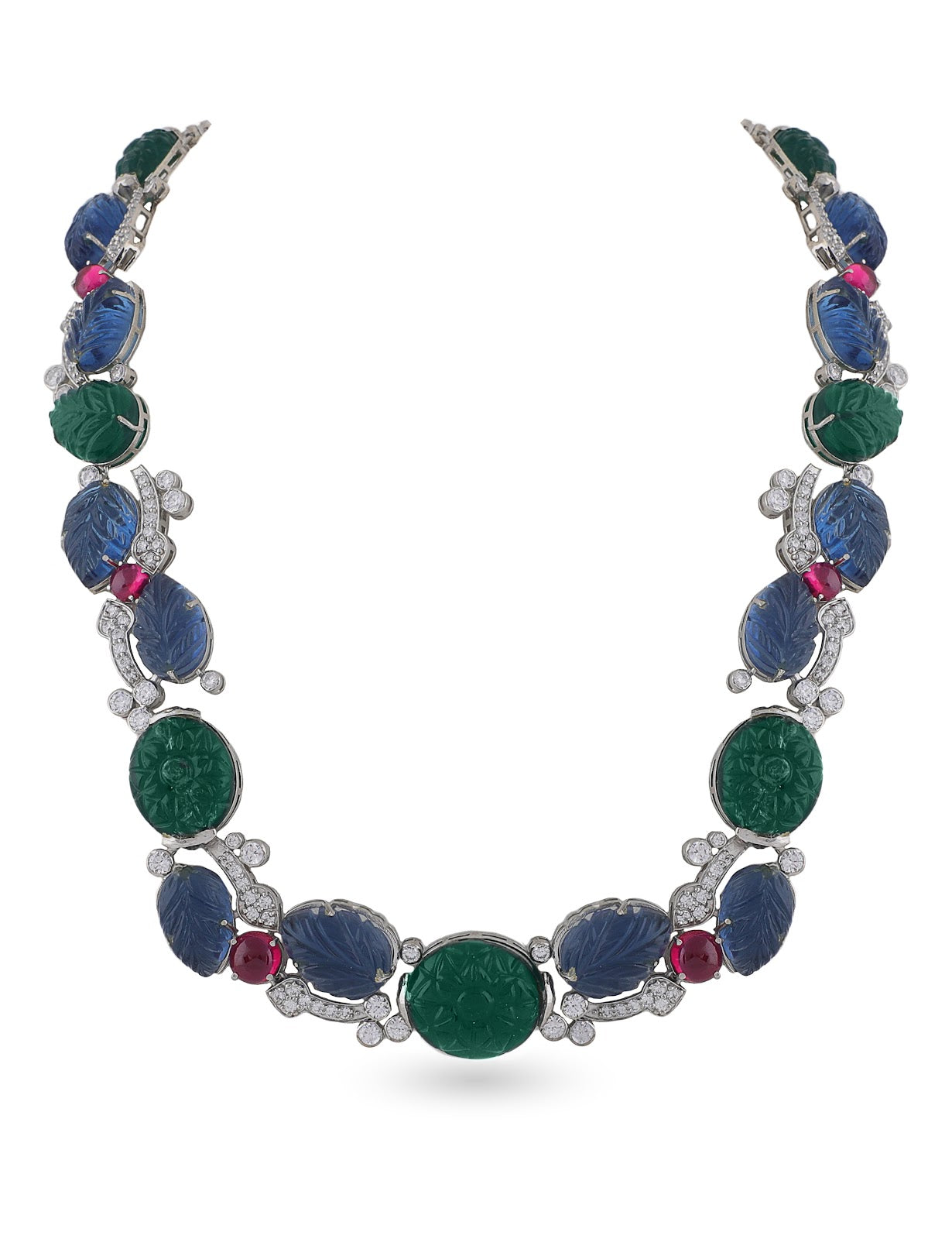 Vintage Green Blue Ruby Necklace