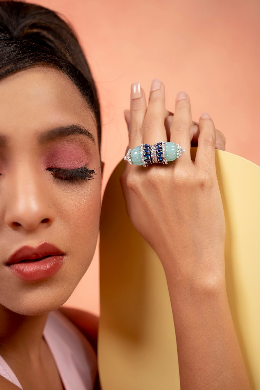 light blue opal stone ring