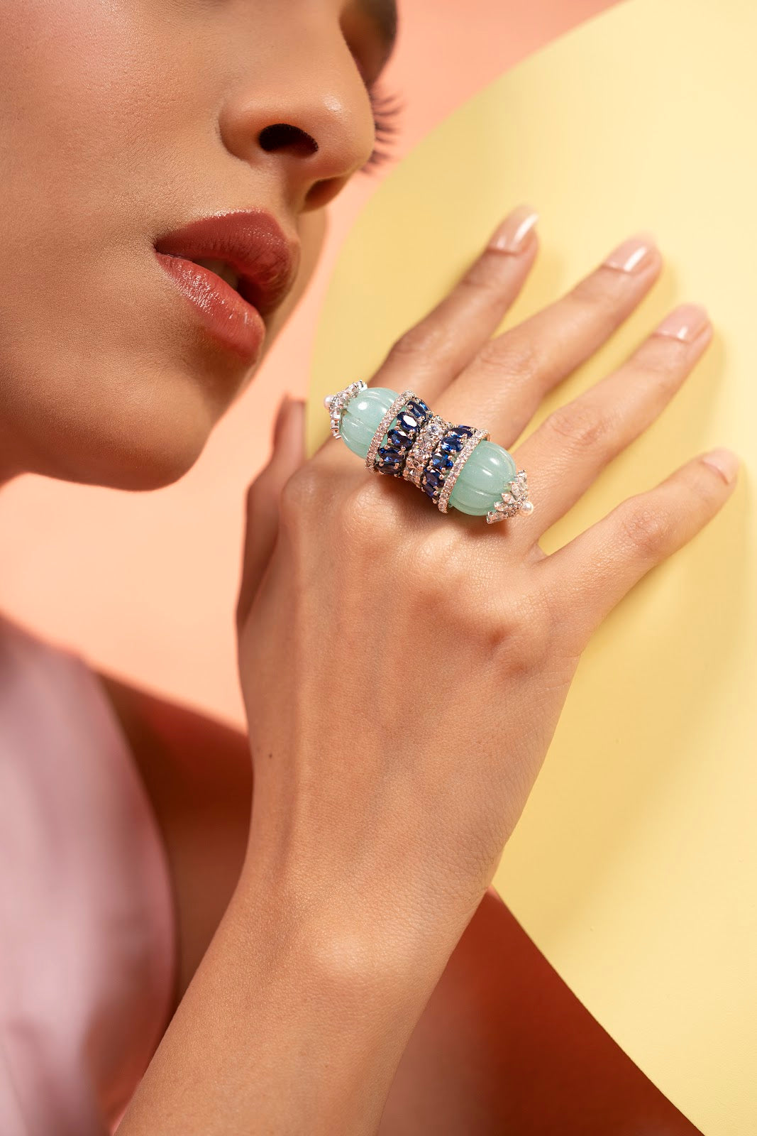 light blue stone ring