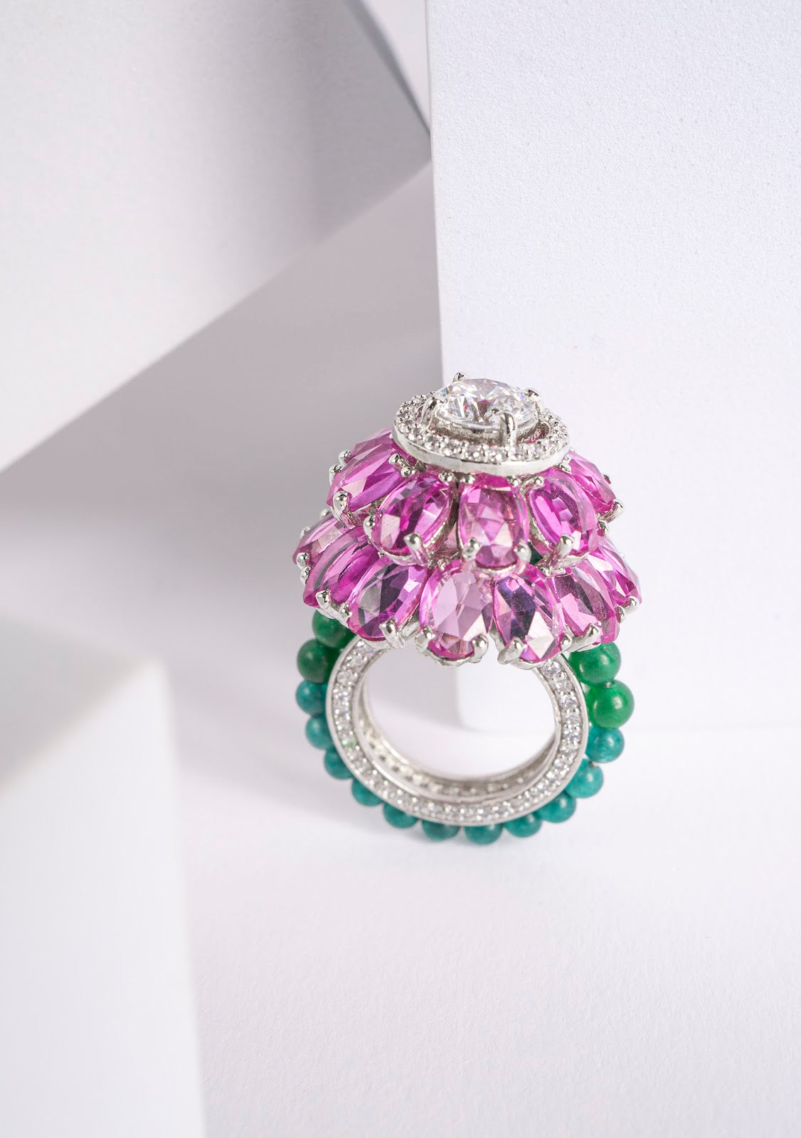 pink flower ring for women