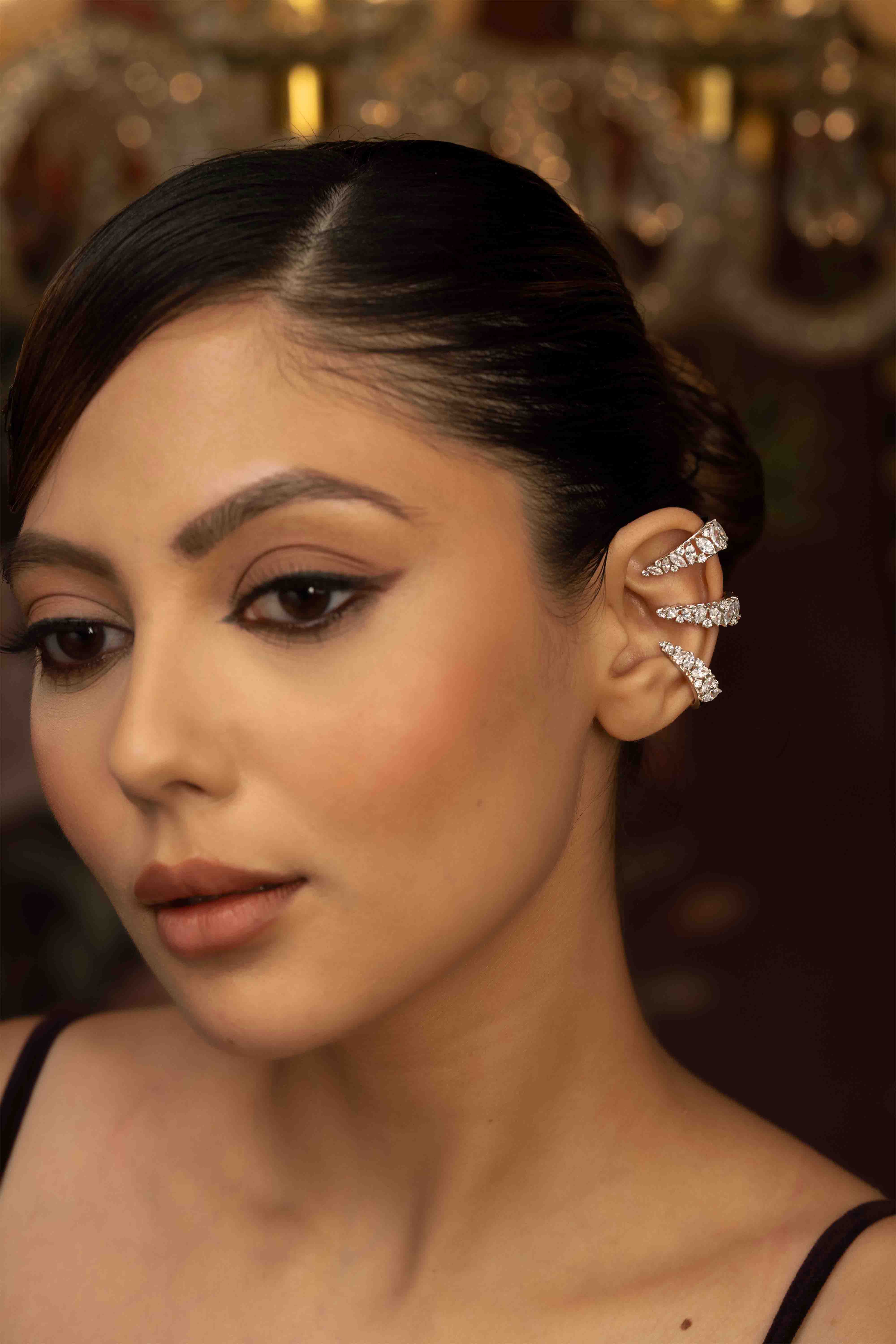 Diamond Cascade Duo claw ear cuff