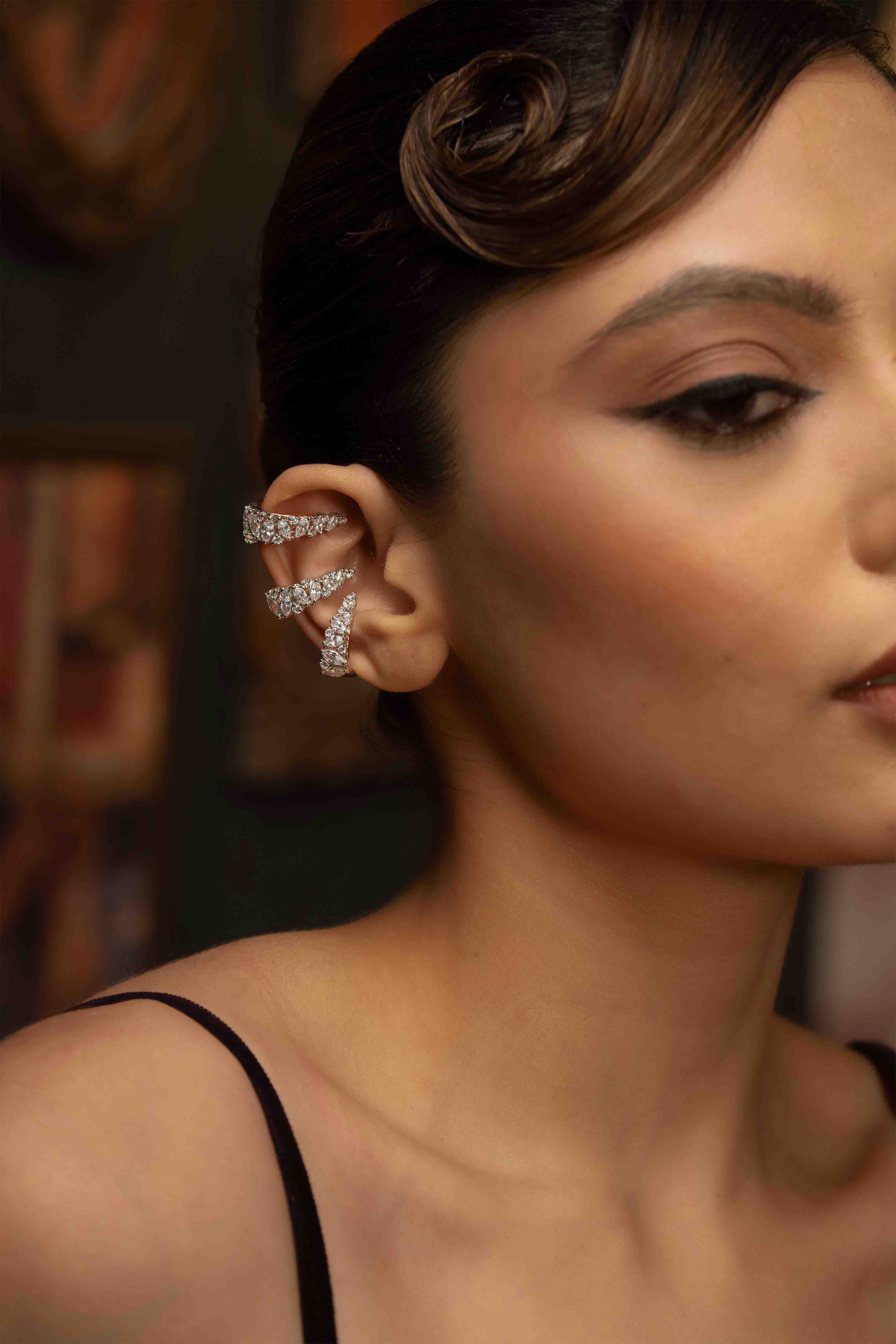 Diamond Cascade Duo claw ear cuff