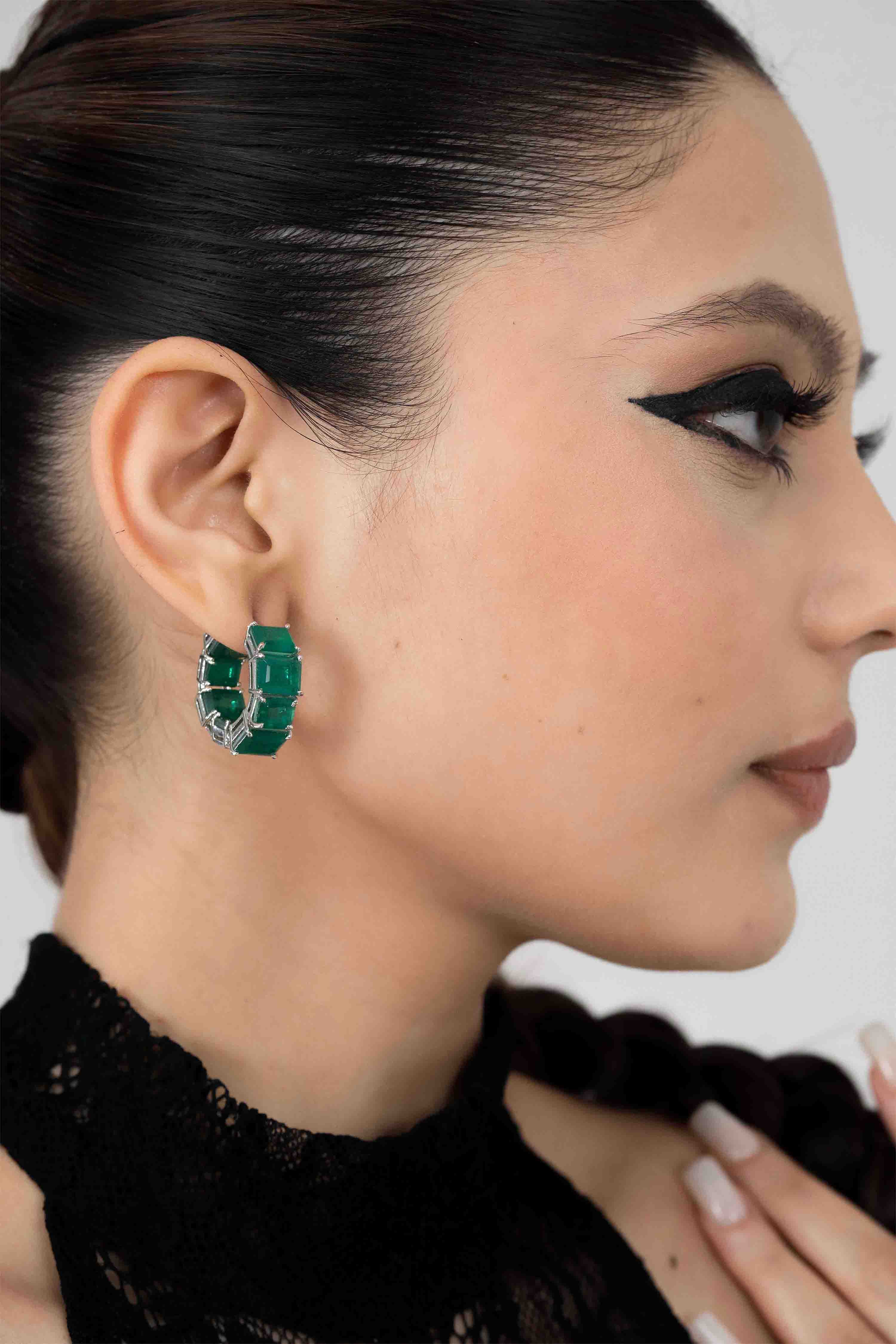 Emerald Band Bali Earrings