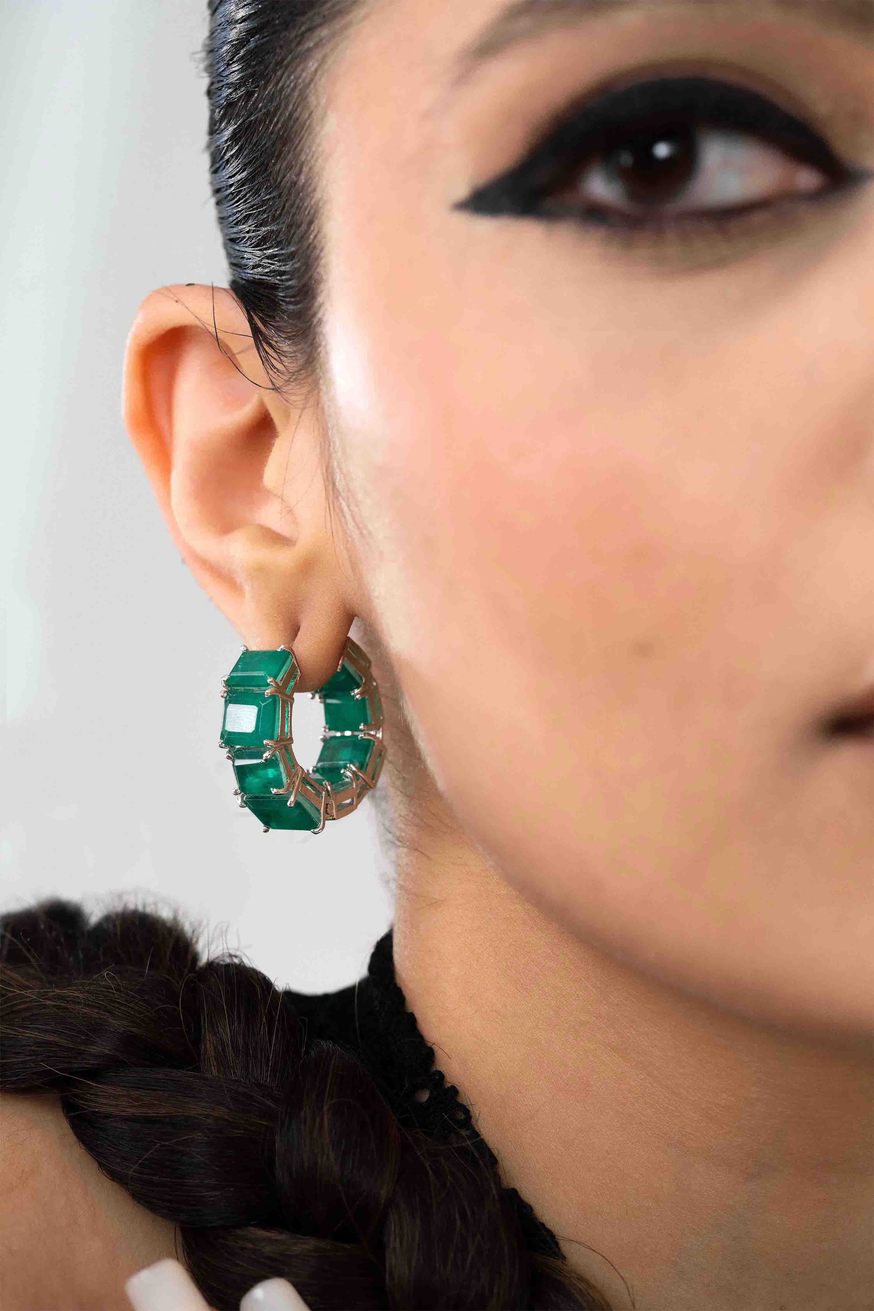 Emerald Band Bali Earrings