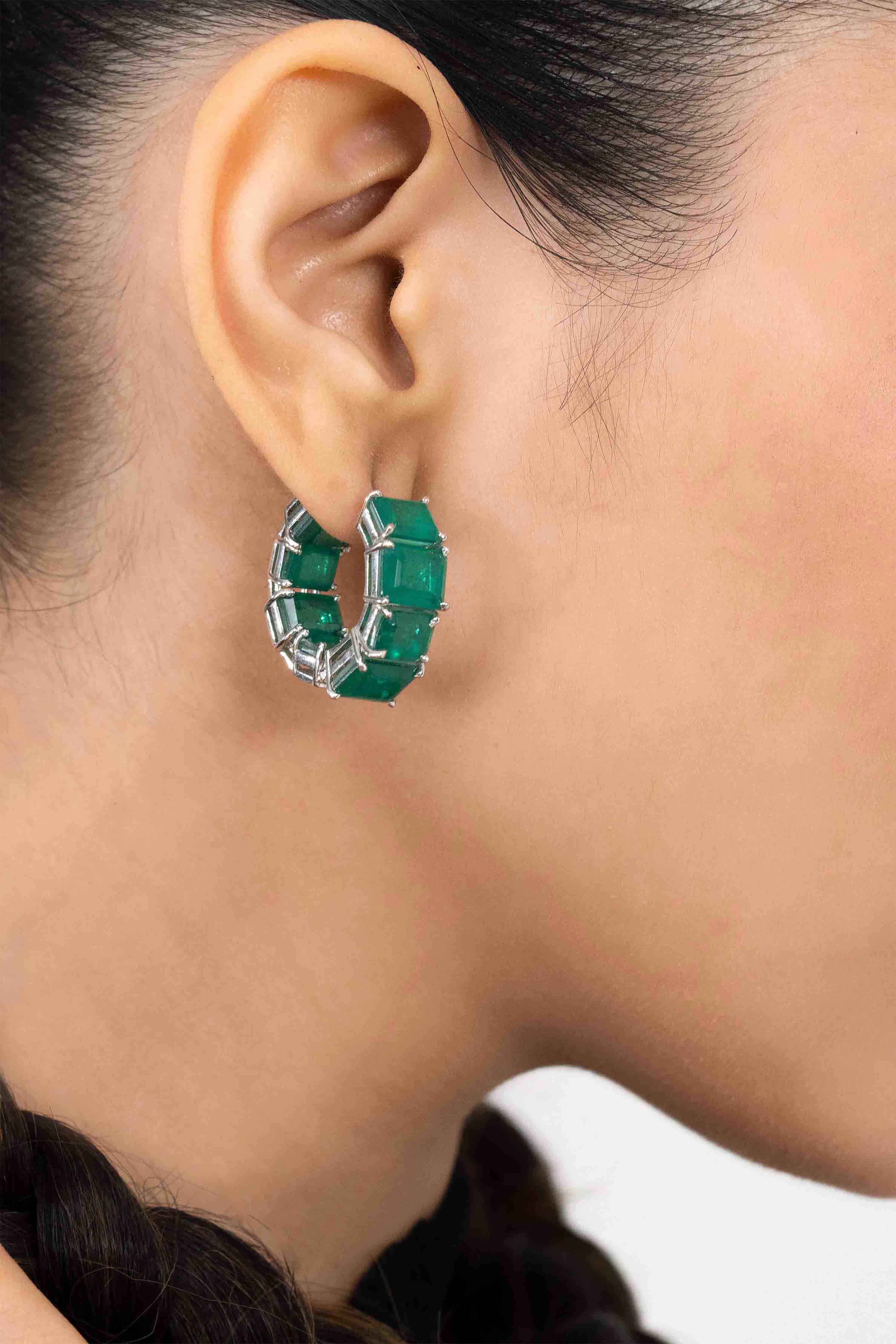 Emerald Band Bali Earrings