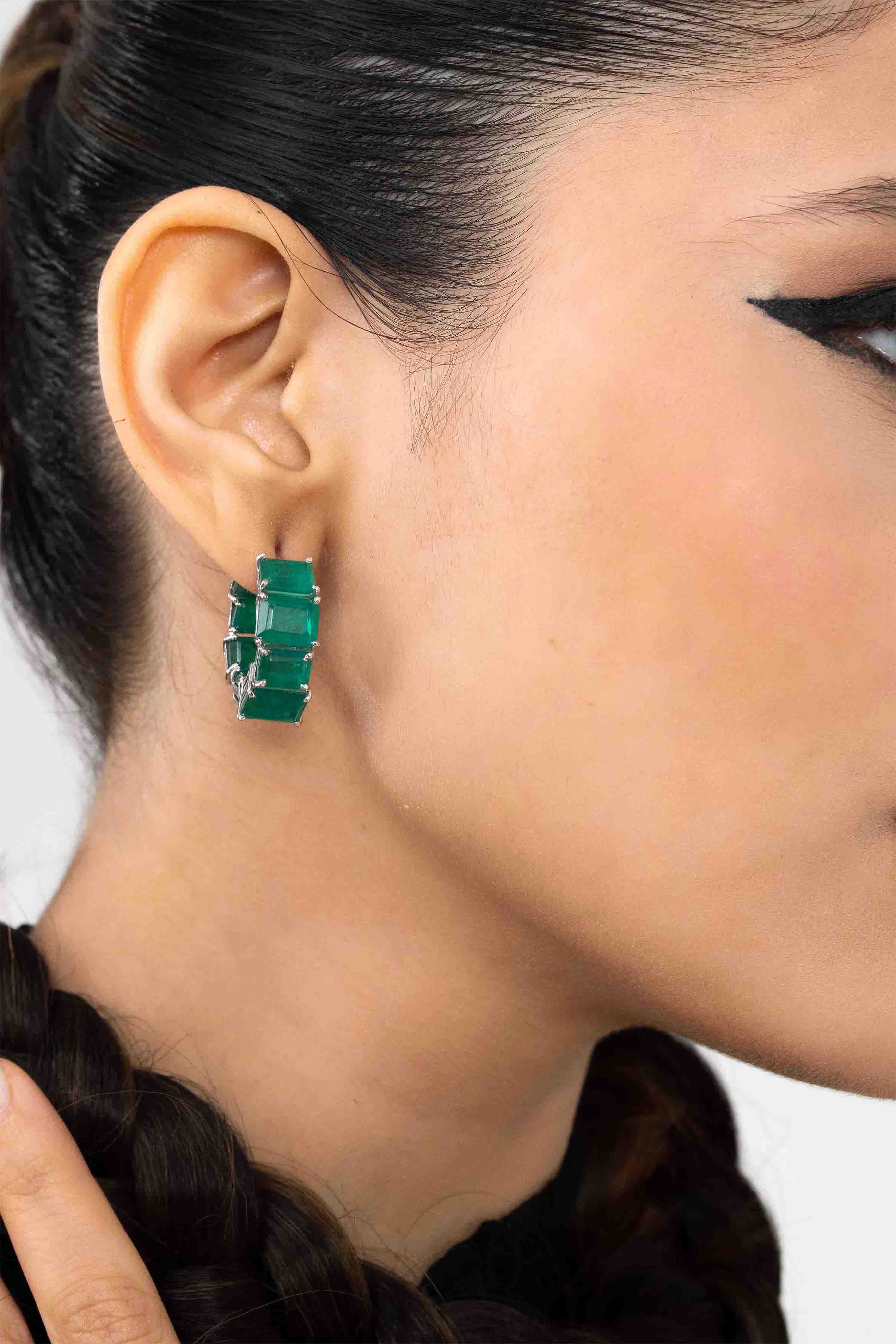 Emerald Band Bali Earrings
