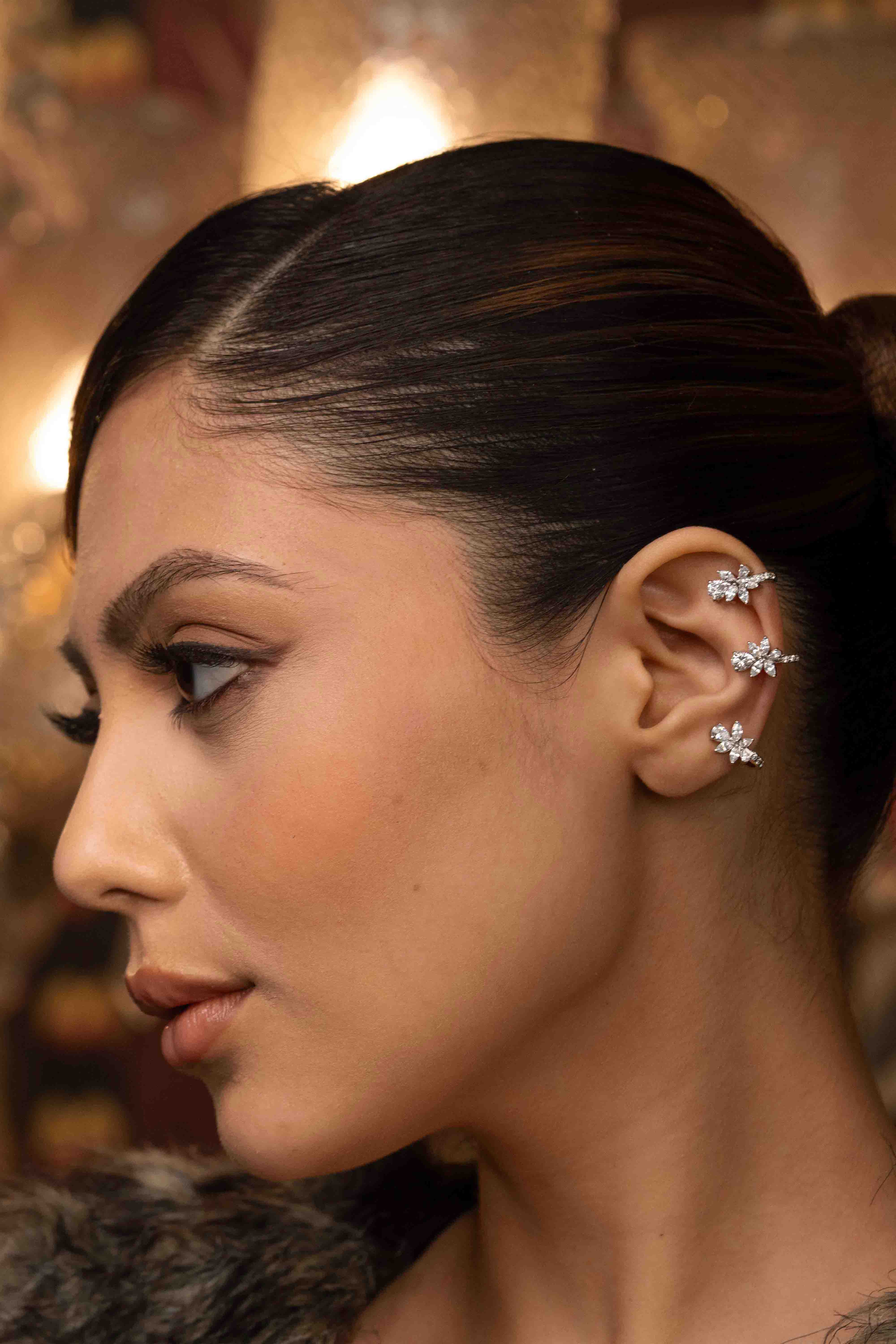 Floral Diamond Ear Cuffs