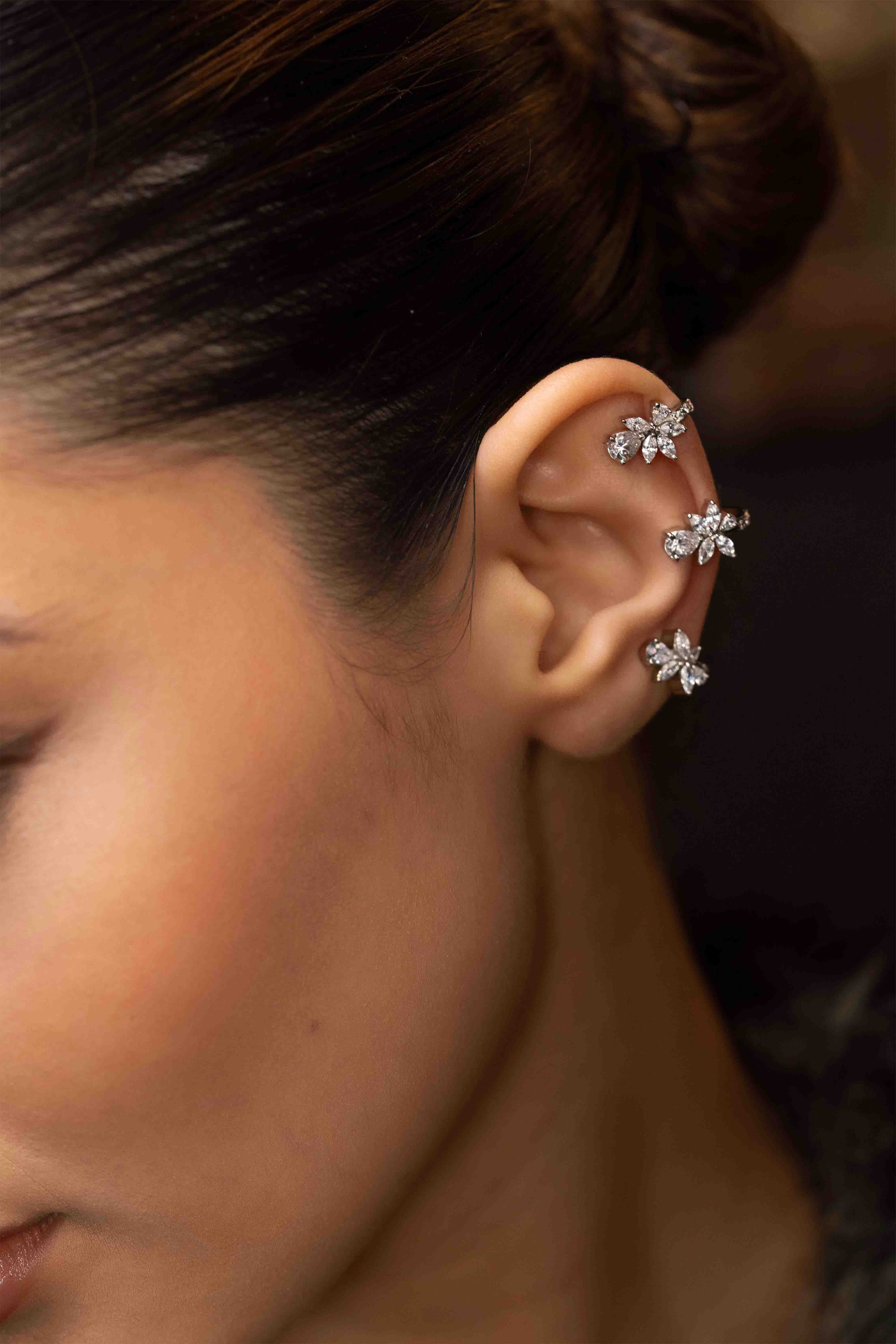 Floral Diamond Ear Cuffs