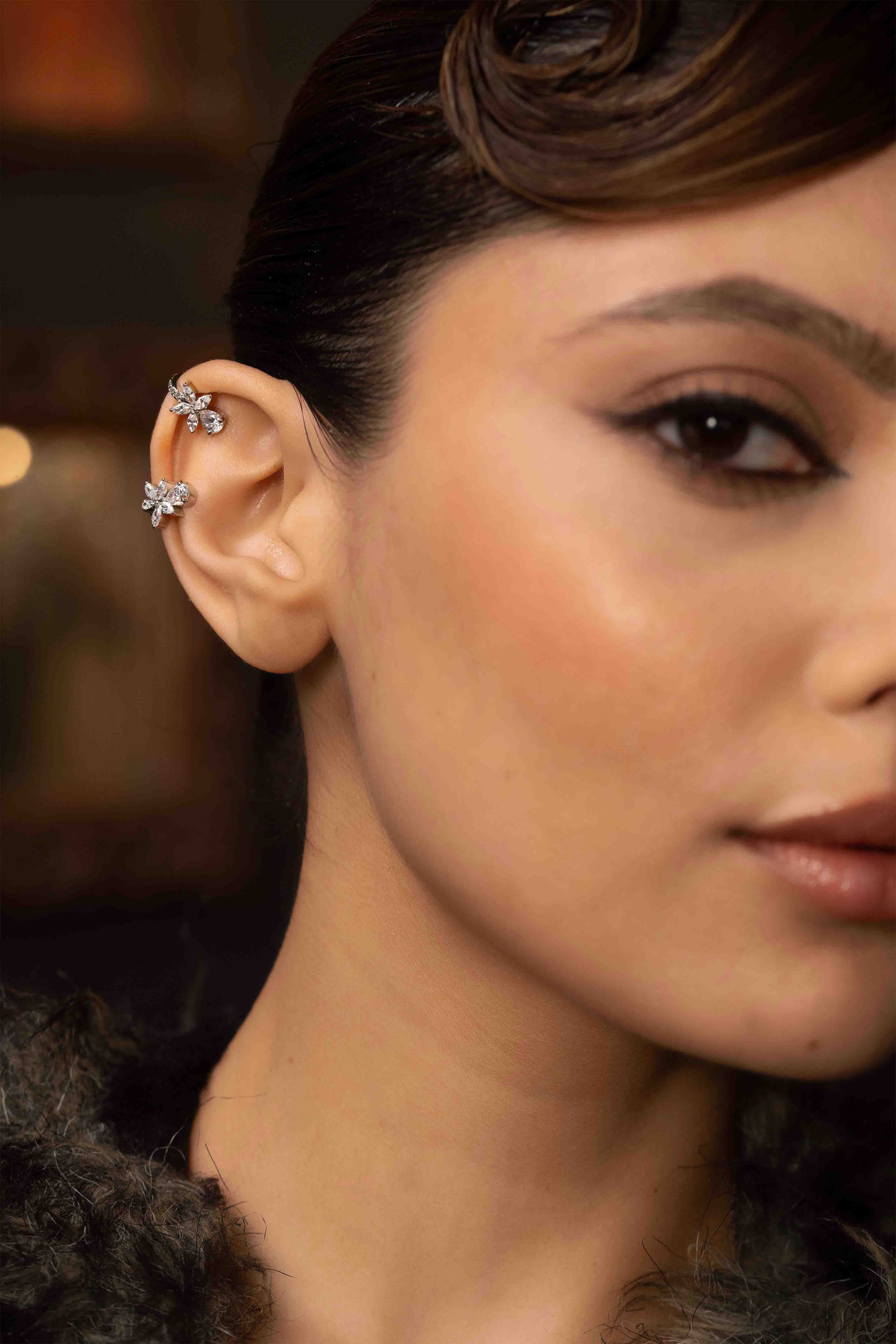 Floral Diamond Ear Cuffs