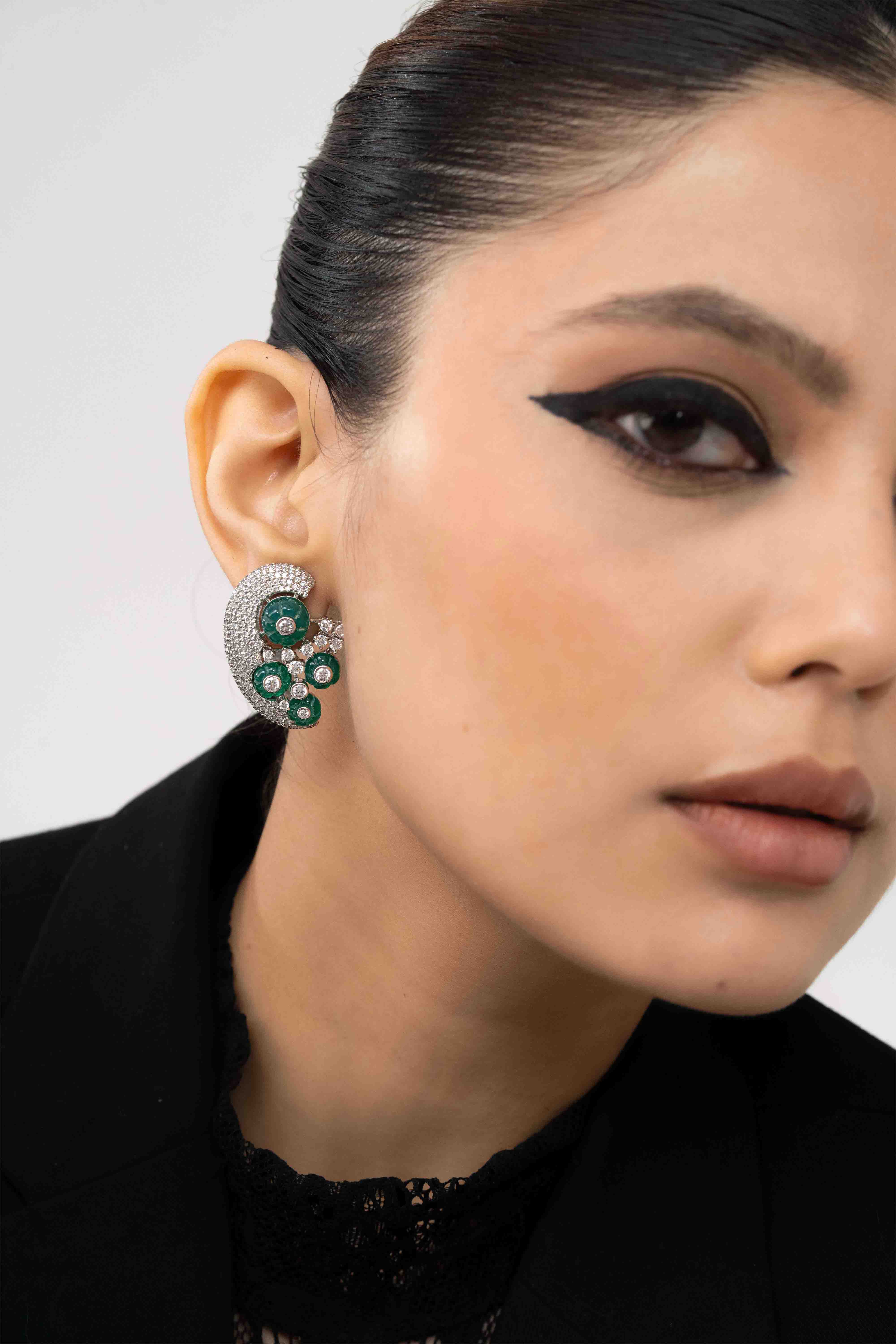 Emerald Halo Bloom Earrings