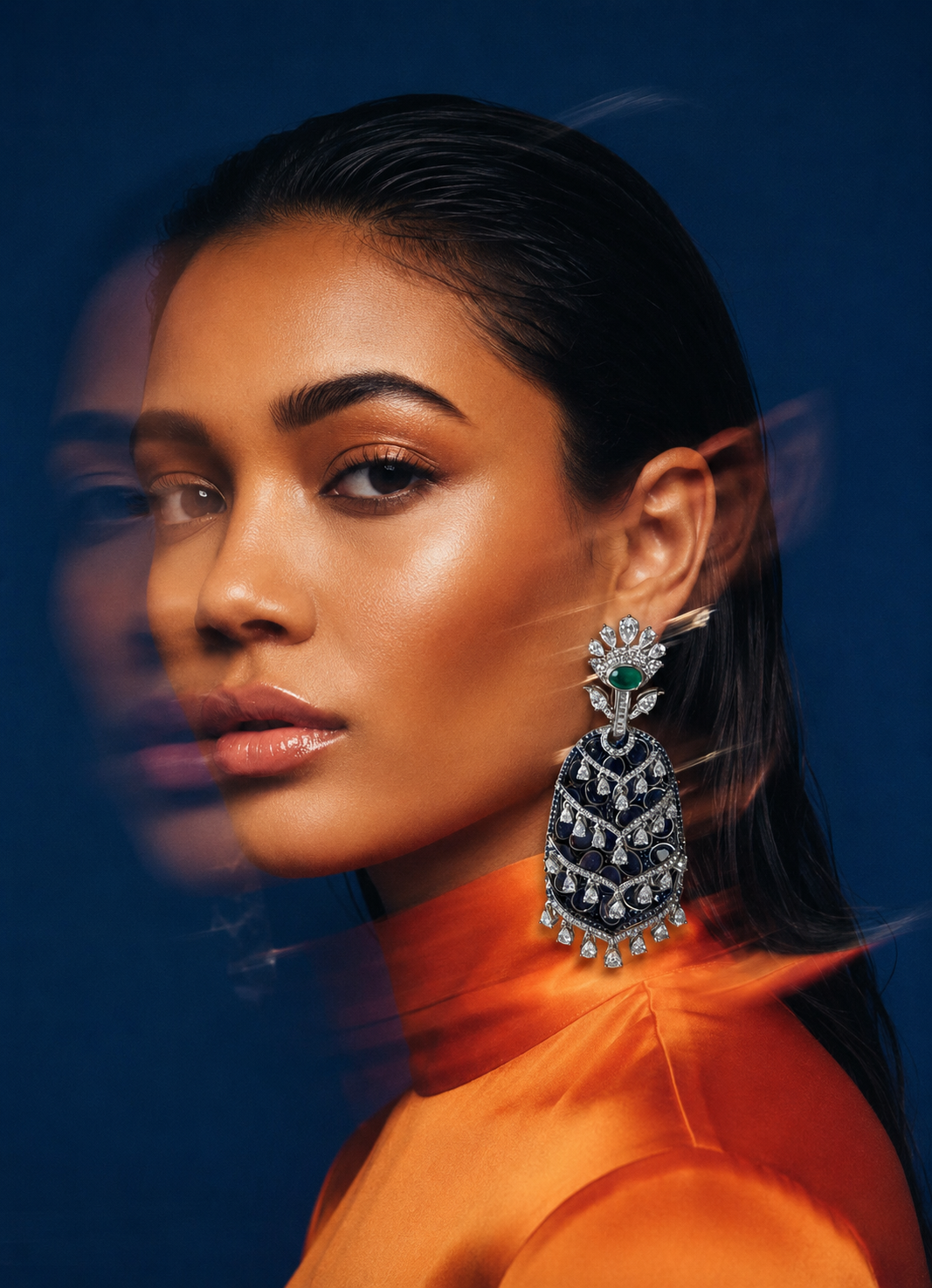 Blue Meenakari Drops LONG Earring