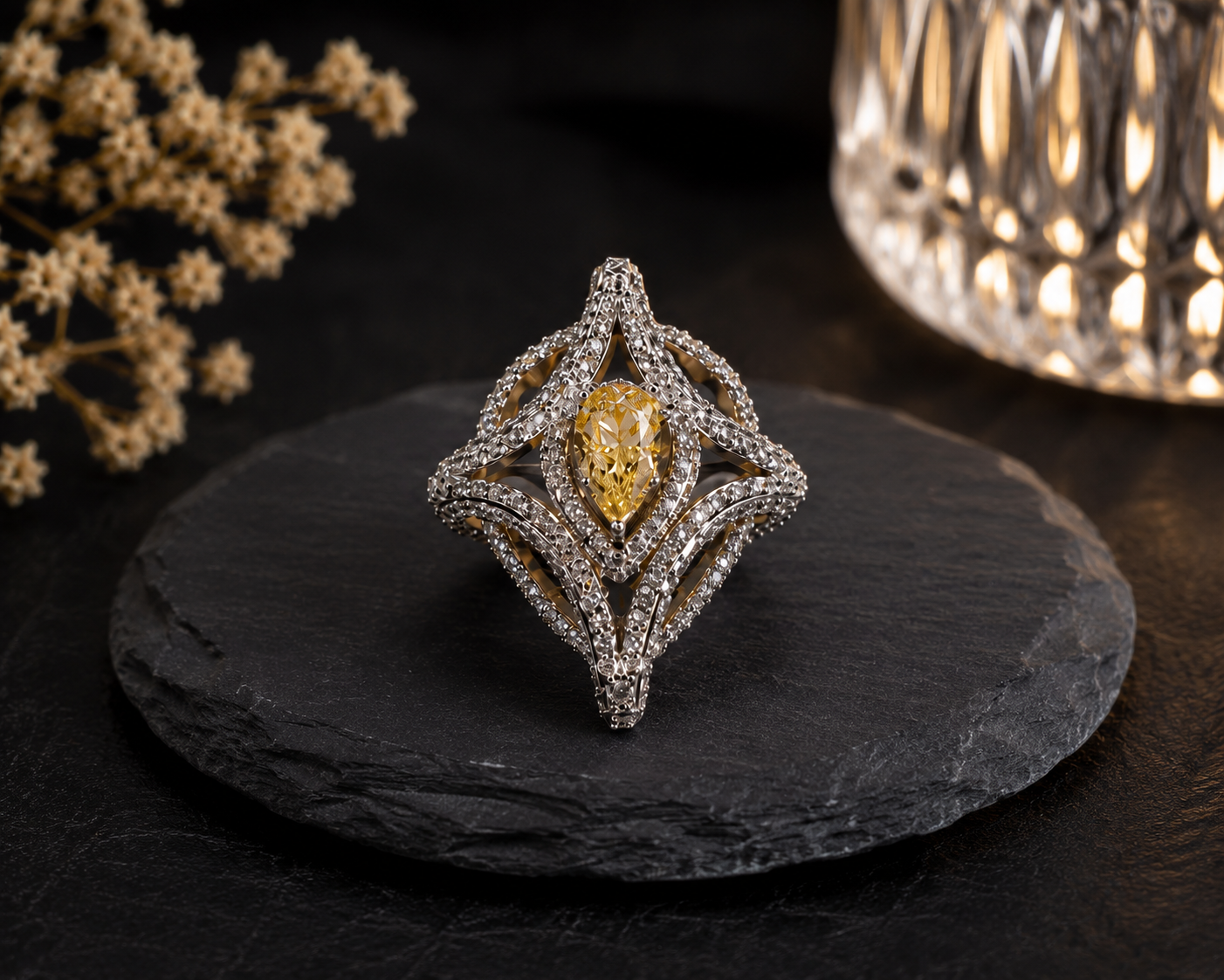 Golden Mirage Cocktail Ring