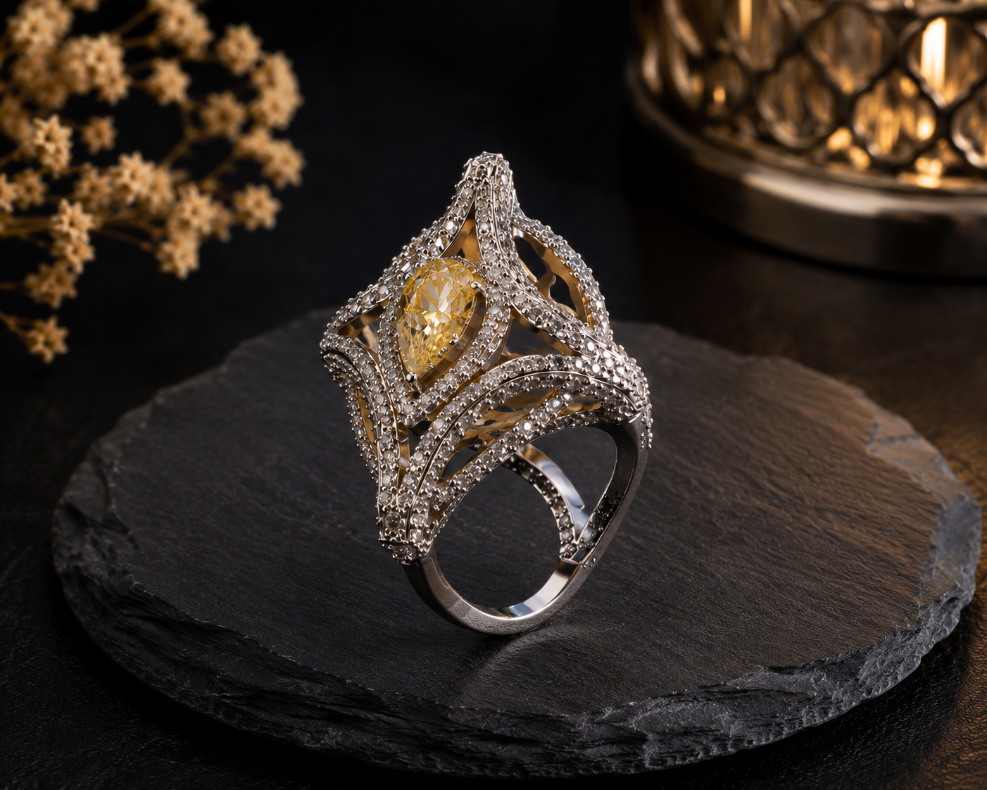 Golden Mirage Cocktail Ring
