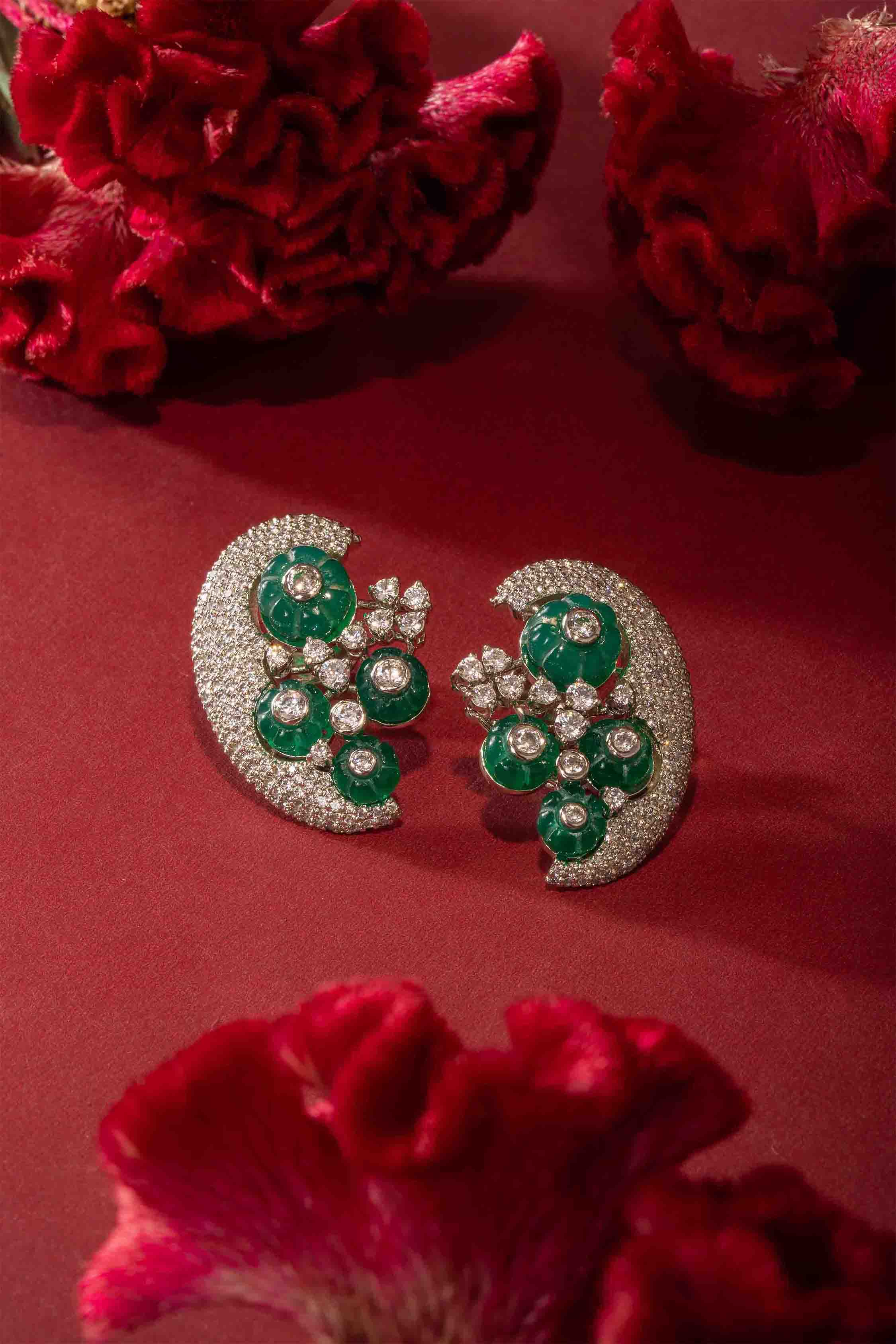 Emerald Halo Bloom Earrings